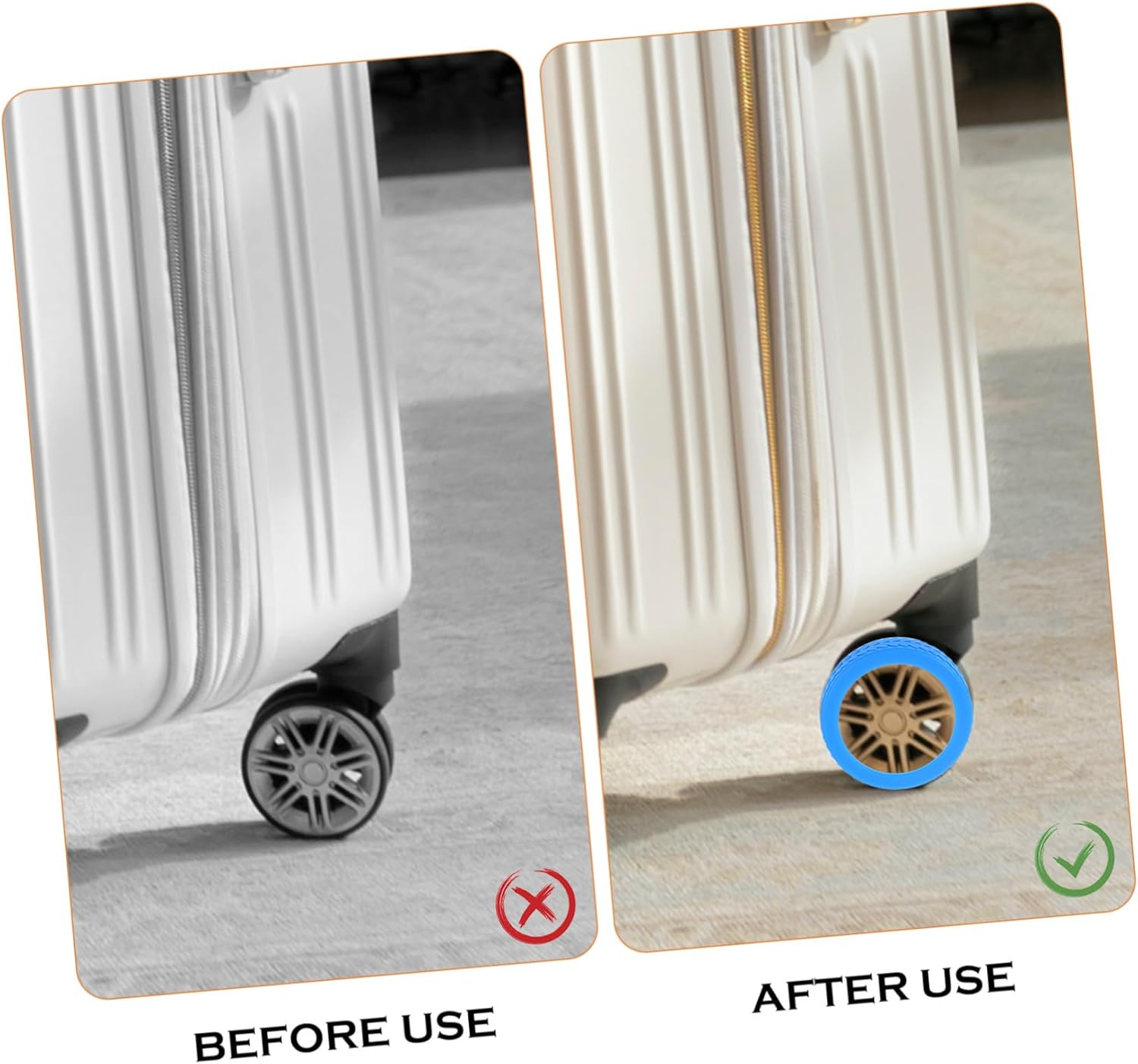 TEMPNAP 8Pcs Silicone Suitcase Wheel Covers Noise-Reducing Luggage Wheel Protectors Floor Protectors for Travel Luggage Caster Blue image number 4