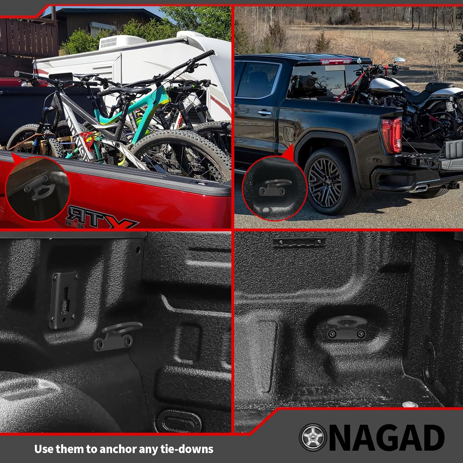 Tie down Anchors 6 Pack for 2000-2017 Ford F150 Truck Bed Tie down Anchors with Black Powder Coating | Fits 2004-2017 F-150 Styleside 2001-2010 F 150 Explorer Sport Trac, Inner Bed Tie Downs Hooks image number 5