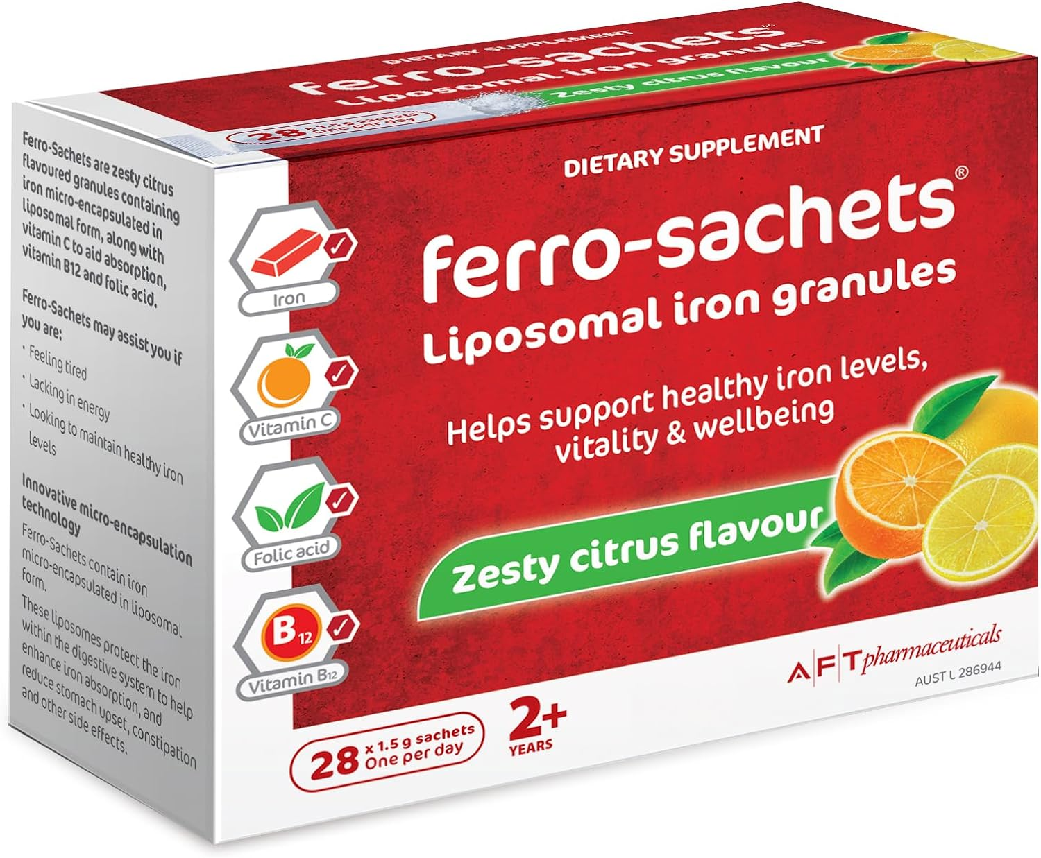 Ferro-Sachets Iron Supplement - Liposomal Iron Granules with Added Vitamin C, Folic Acid and Vitamin B12. Energy and Vitality. Adults. Kids. Vegan image number 6