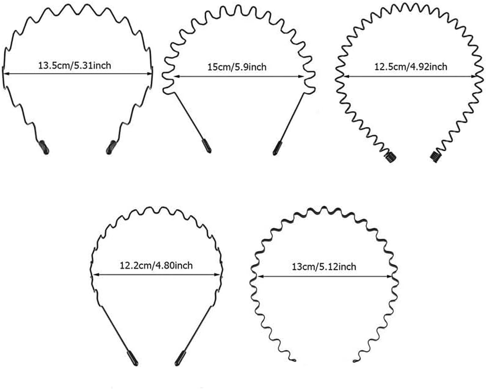 Metal Headbands for Men & Women - 5 Pack Non-Slip Adjustable Hair Bands, Unisex Sports Headbands for Running, Yoga, and Daily Use. image number 1