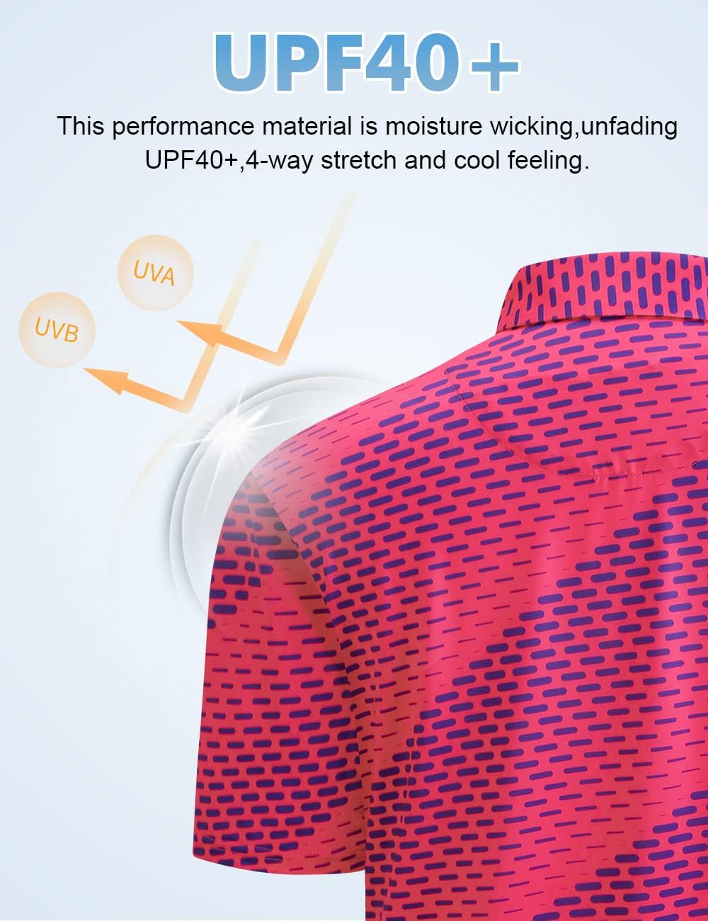 Hodaweisolp Golf Shirts for Men Dry Fit Print Moisture Wicking Performance Short Sleeve Polo Shirt image number 6