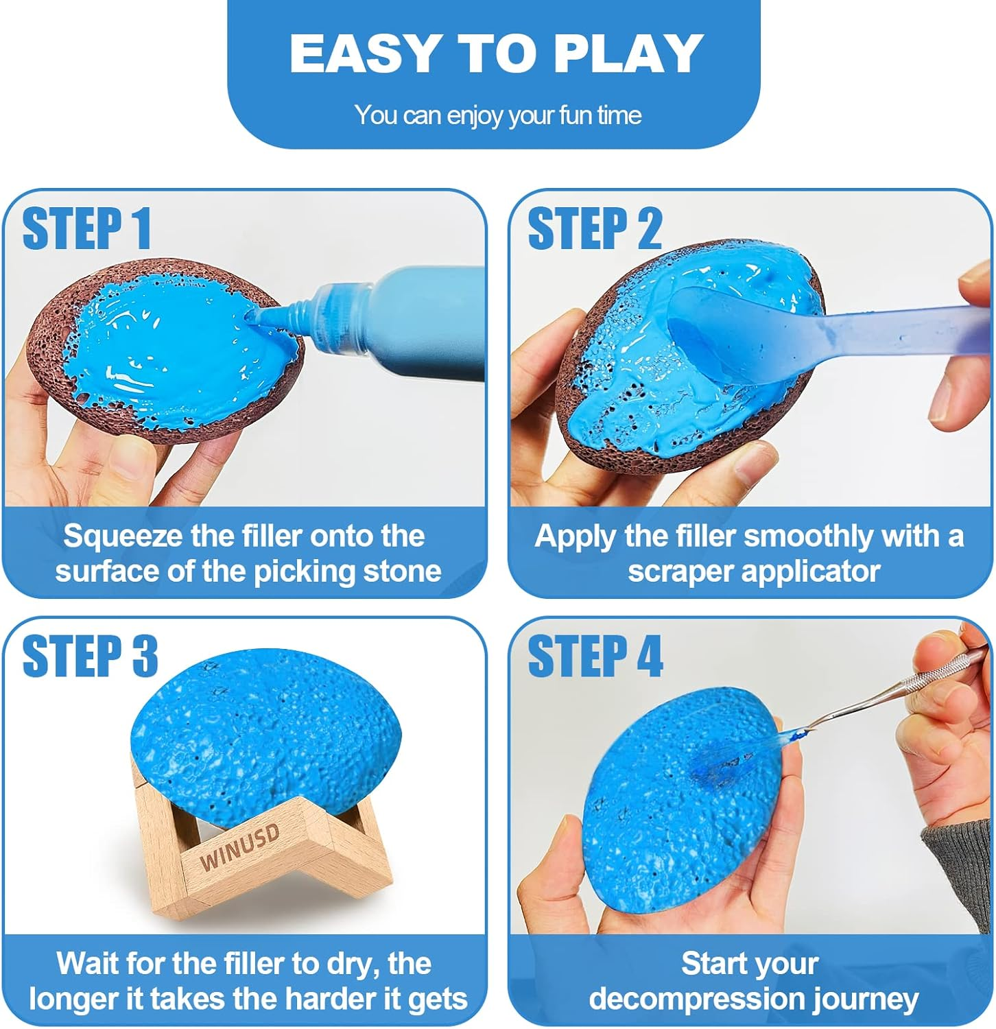 Pick and Peel Stone Kit, Skin Picking Fidget Toys, Picky Pad Stone, 2Pcs Pick Stone Kit for Anxiety Relief, Adult Fidget Toys, Picking Rock, Great Gift for Adults, Mother'S Day White Elephant Gift image number 5