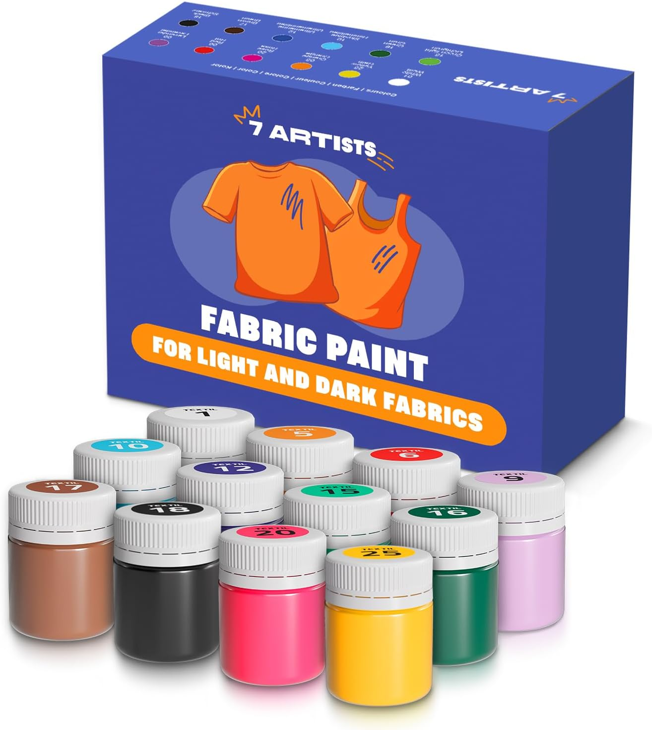 7 Artists Orange Fabric Paint 2 Fl. Oz &ndash; Fabric Paint Orange for Clothes Permanent | Textile Paint for Upholstery, Sneakers, Canvas Tote Bags, T-Shirt Painting | Pintura Para Ropa Y Zapatos