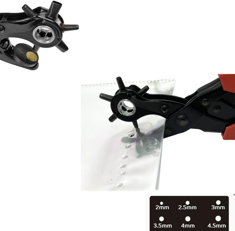 Armastuse Leather Hole Punch Belt Puncher Tool Set,For Leather, Paper, Cardboard, Watch Bands, Saddles, Diy Home or Craft Projects(Red) image number 1