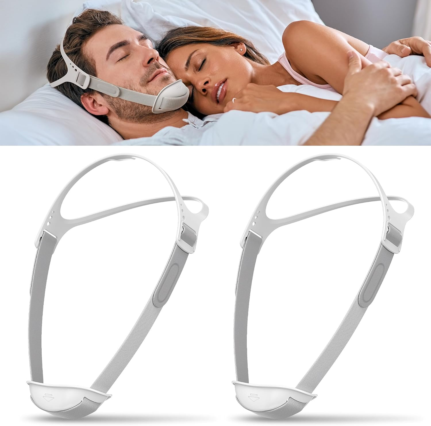 2 PCS Chin Strap for Sleeping and Mouth Breathers - Chin Straps for Men and Women, Jaw Strap to Reduce Air Loss, Instant Mouth-Snoring Relief, Great Value Supplies by Airsmart. image number 1