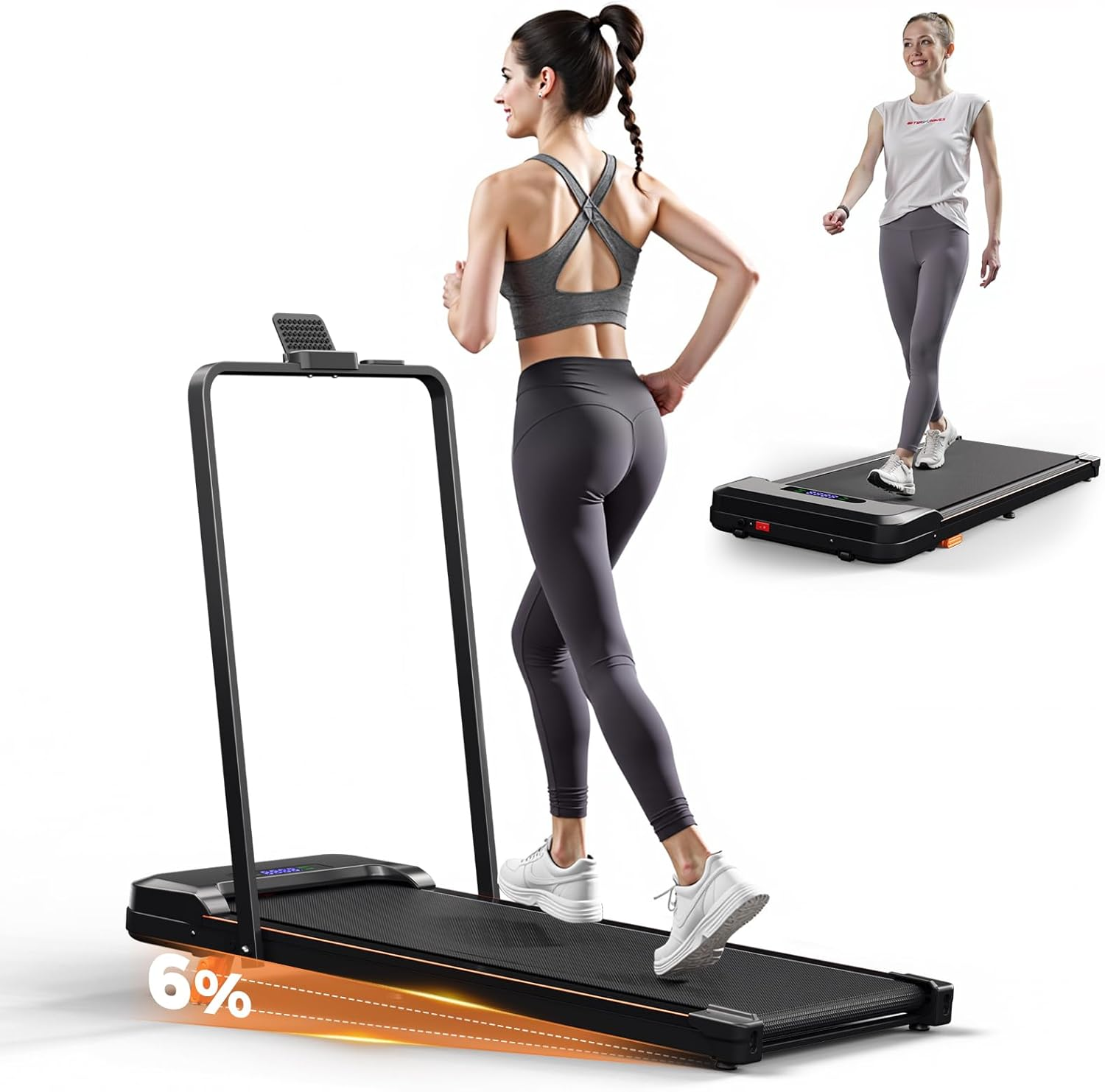 AIRHOT Walking Pad Treadmill, 2 in 1 for Walking and Jogging, Portable under Desk Tradmill with Remote Control Lanyard & Incline for Home/Office, 2.5HP Low-Noise Desk Treadmil in LED Display