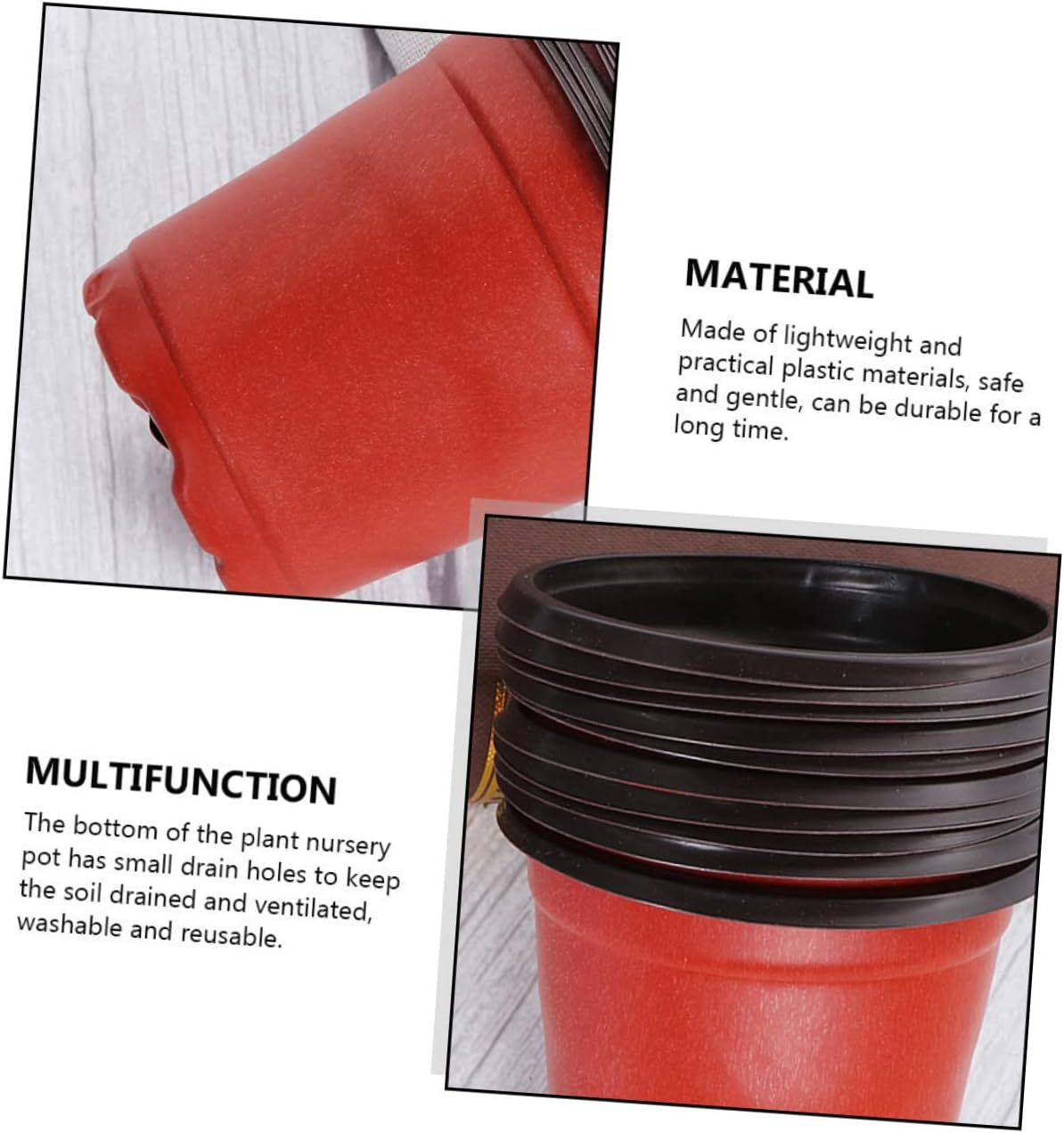 Toddmomy 20Pcs Plastic Flower Pot Planter Soft Plant Pots Drainage for Indoor Outdoor image number 1