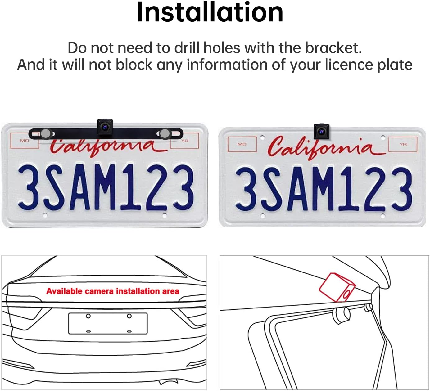 AC-HD02LR 720P Backup Camera with Live Rear View, 150&ordm; Wide-Angle, Night Vision, IP67 Waterproof, Only Compatible with F7,S8,A5,A6,X10 Series, Not Compatible with P5, P8, P9 image number 1
