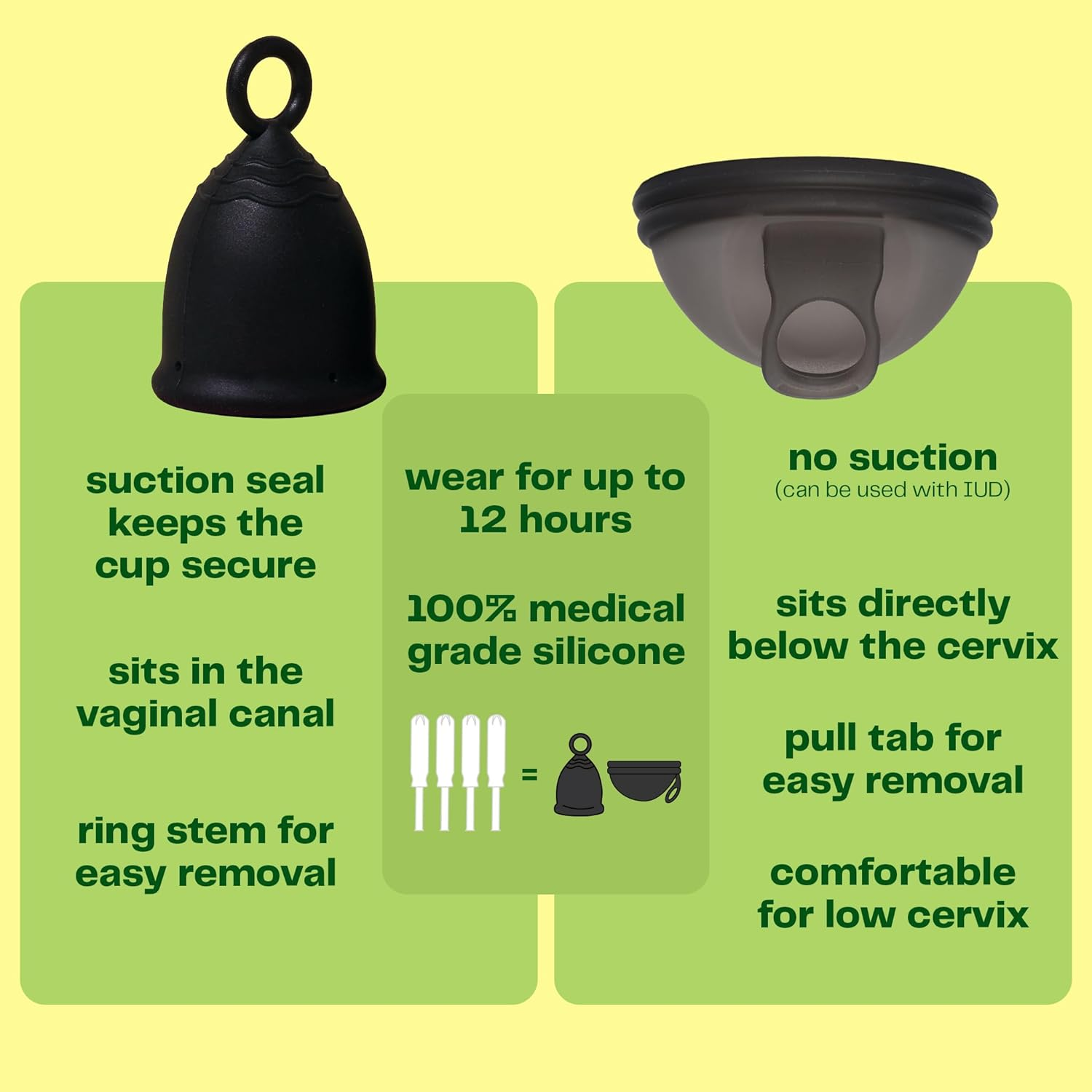 Viv for Your V Large Premium Menstrual Cups for Heavy Flow, Ring Stem Easy Removal, Soft Tampon Alternative for Active Lifestyle, Comfortable 12 Hour Wear, Medical-Grade Silicone Reusable Period Cup - Small image number 3