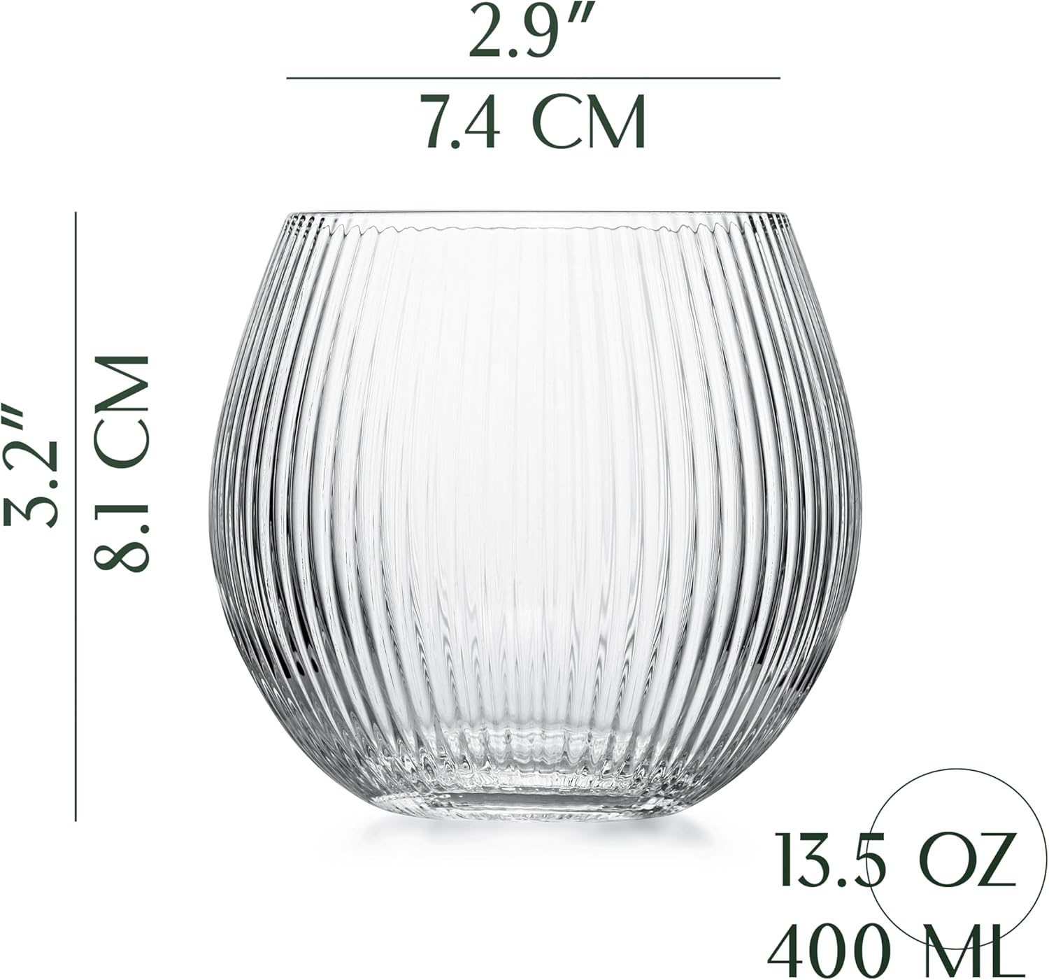 Vintage Art Deco Gin and Tonic Balloon Glasses | Set of 4 | 13.5 Oz Stemless Crystal Copas for Drinking Gin Cocktails | Retro Gift Goblets for Gin Lovers | Bubble Cups for Bar Drinks image number 4