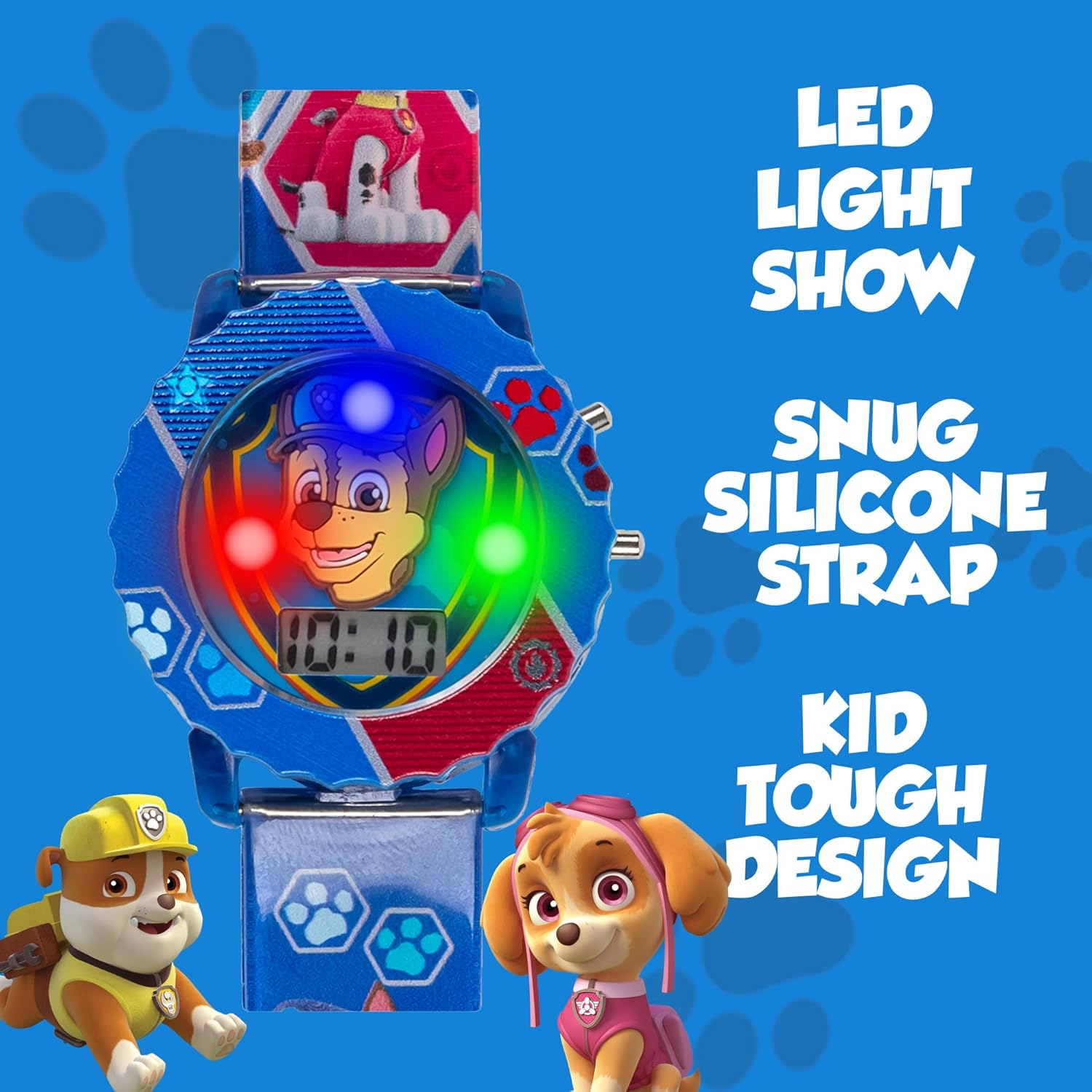 Accutime Paw Patrol Kids' Digital Watch with Blue Case, Comfortable Blue Strap, Easy to Buckle - Official 3D Character on the Dial, Safe for Children - Model: PAW4015, Blue, Digital