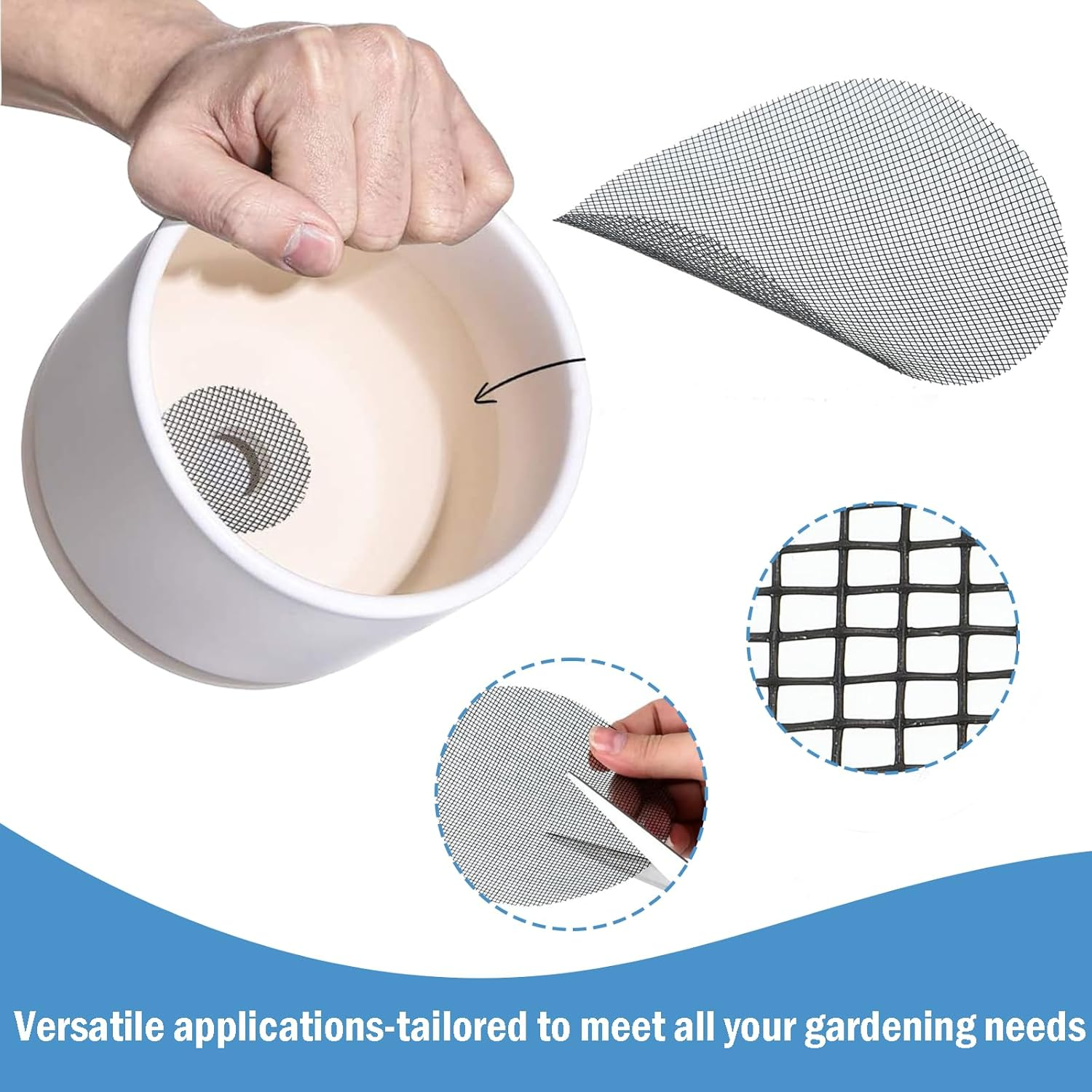 Zvorgath 50 Pack 10Cm Flower Pot Hole Mesh Pad - Bonsai Pot Bottom Grid Mat Mesh for Garden Planting, round Drainage Mesh Hole Screens, Plant Drainage Screens Gasket Prevent Soil Loss image number 5