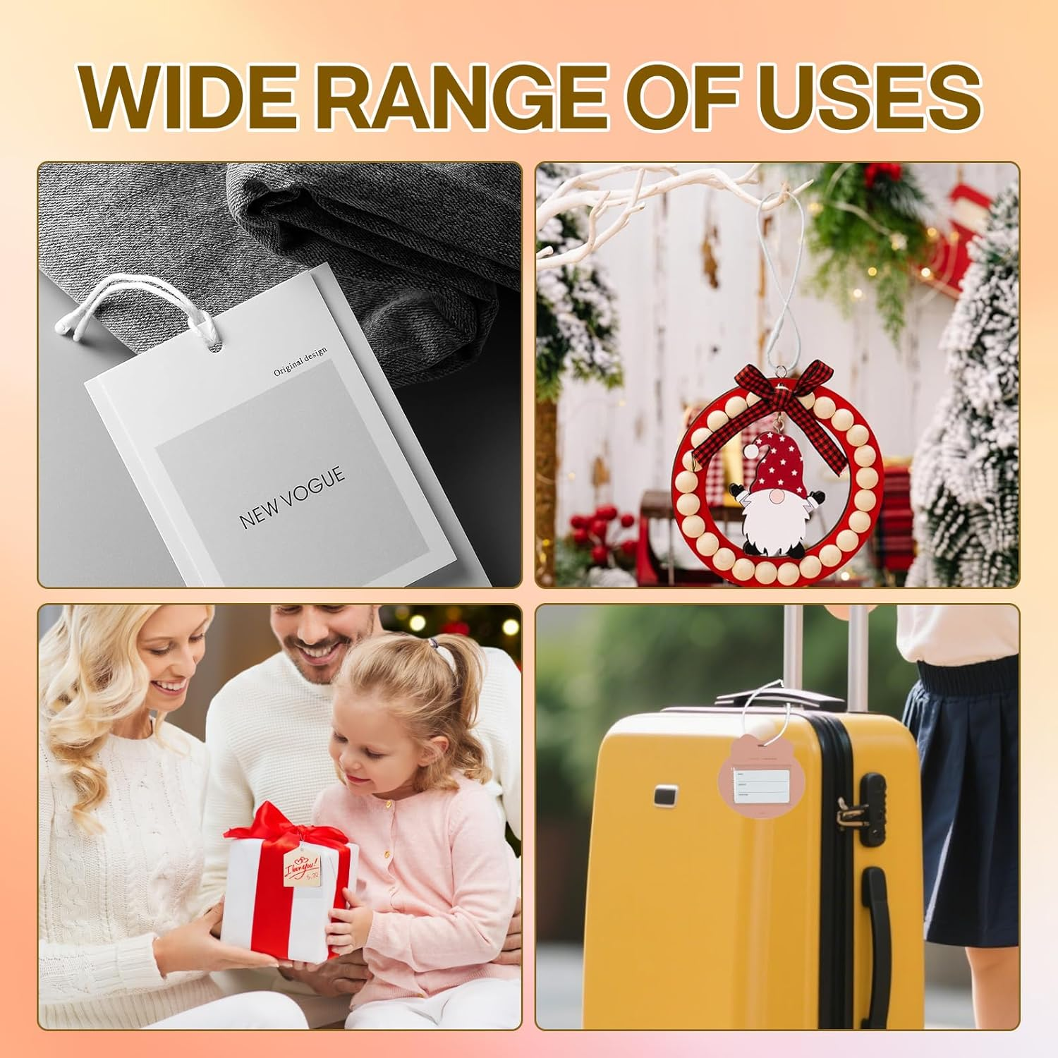 200 Pcs White Cotton Clothing Price Tag String with Bullet Clasp Lock, 20Cm Secure Hang Tags Twine for Apparel Shoes Luggage Labels Gifts Jewelry Pricing Storehouse Classification Mark (White)