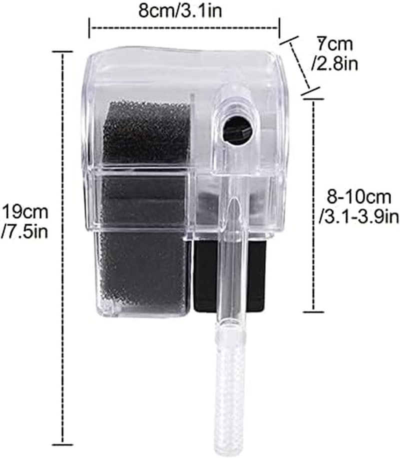 Mumoo Bear Aquarium Filter Hang on Waterfall Small Fish Tank Filter Quiet 66GPH 3W Adjustable Fish Tank Filters with Bio-Foam for 2 to 8 Gallons Aquariums