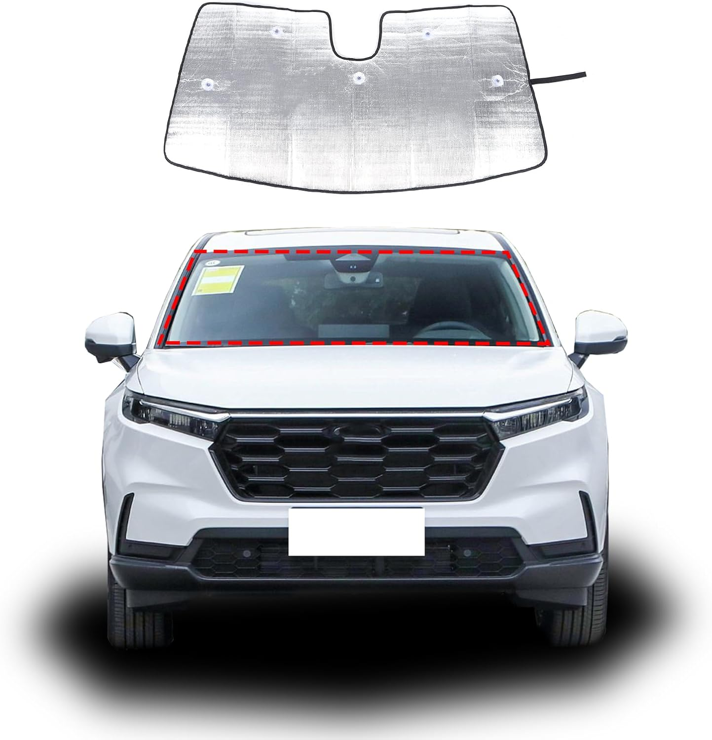 Windscreen Sun Shade Compatible with H*Onda CRV 2023-2025 Accessories | Reflective Windshield Cover Window Shade | UV & Heat Blocking Cover (Aluminum Foil) image number 2