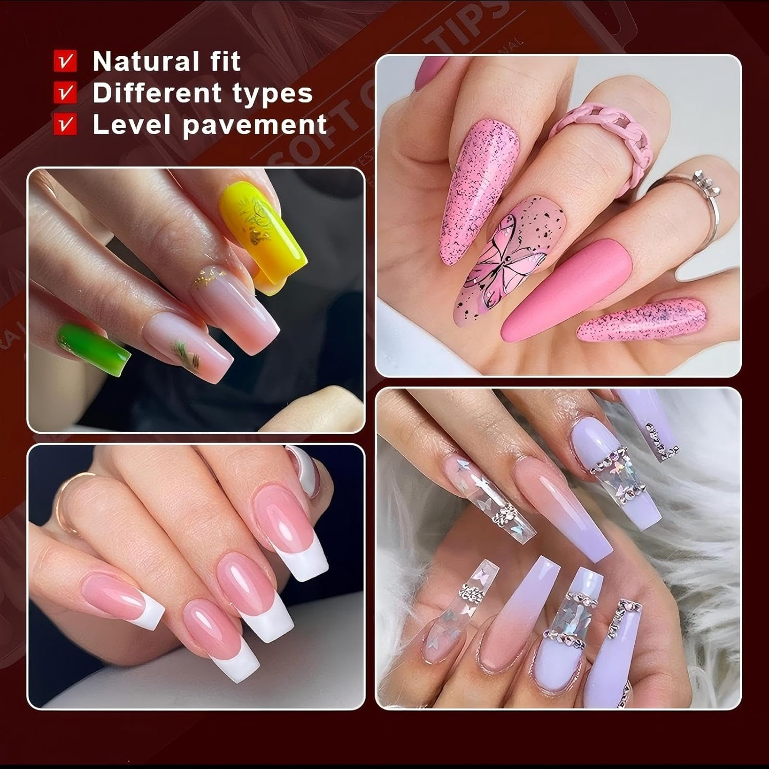 AYOCULTURE Nail Tips for Gel Extensions - Premium Quality, Easy Application - Short Ballet image number 2