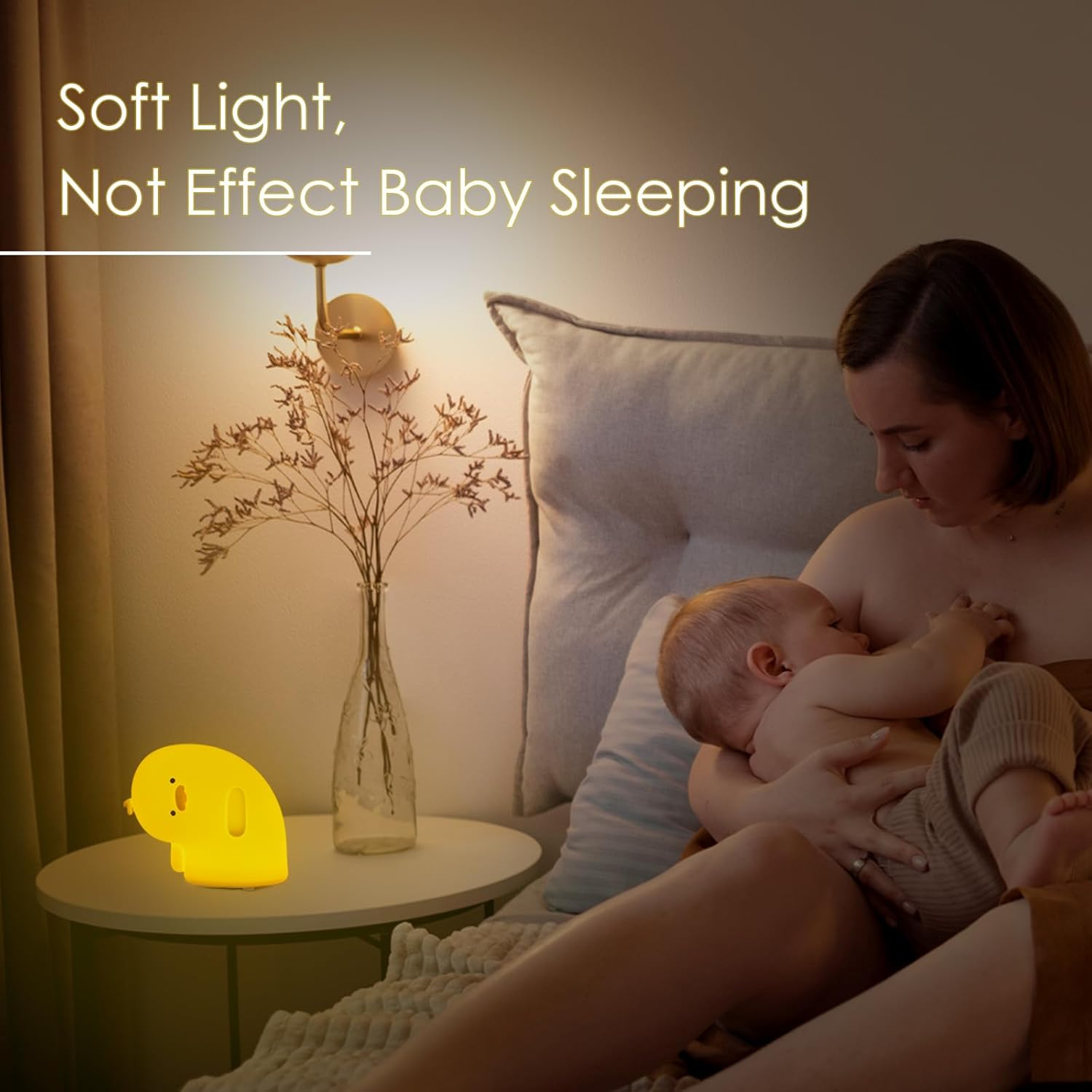 Kids Night Light for Bedroom,Cute Duck Decor Lights Touch Lamp,Gift Rechargeable Nightlight,Anime Night Lamps, Funny Gifts USB Portable Wireless Dimmable Ducks Feeding Bed Lamp (Yellow) image number 2