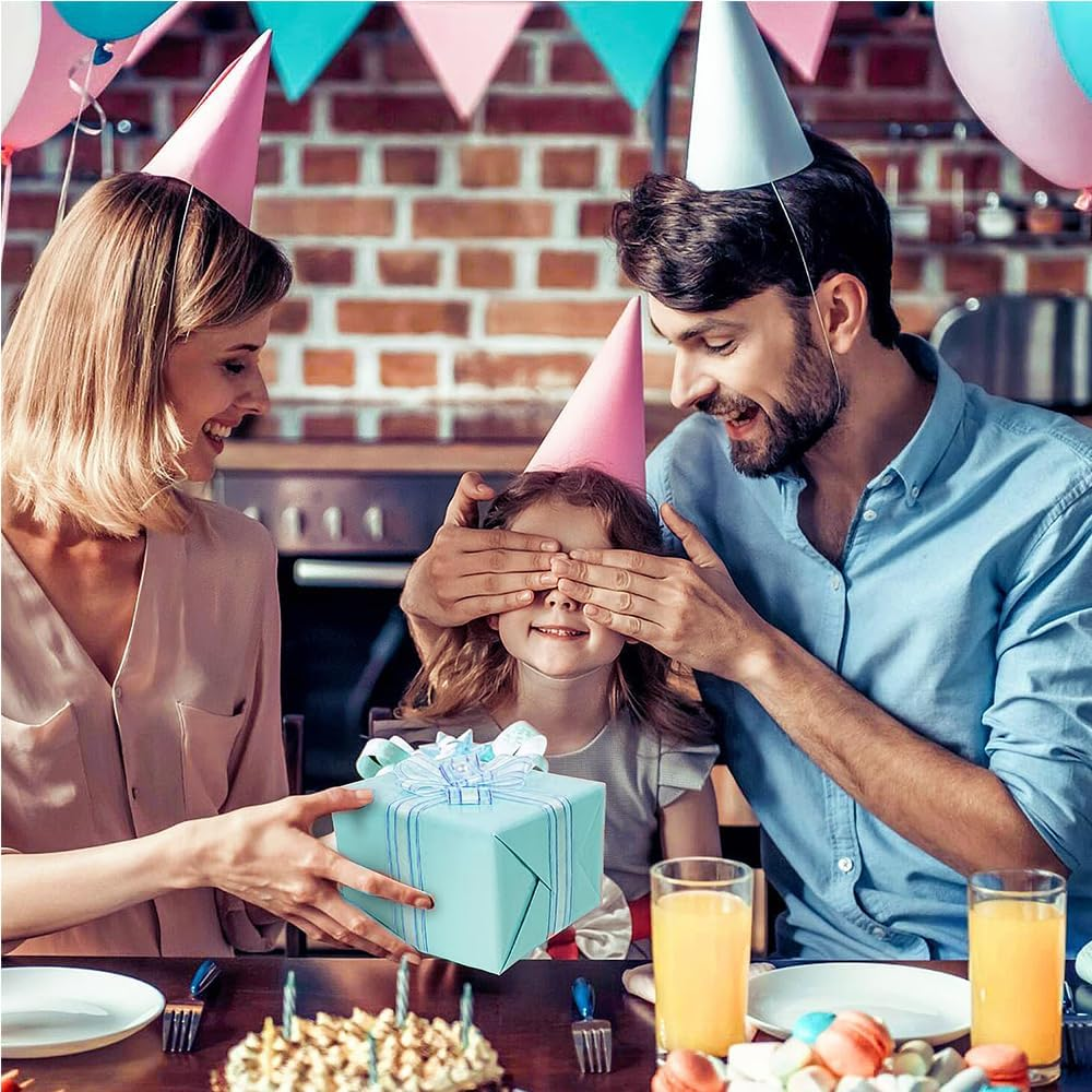 Wrapping Paper Roll with Pearly-Lustre Finish, Wrapping Paper,Elegant Gift Wrap for Weddings, Birthdays, Christmas & Holidays(17" X 32.8 Ft) (Blue) - Blue image number 3