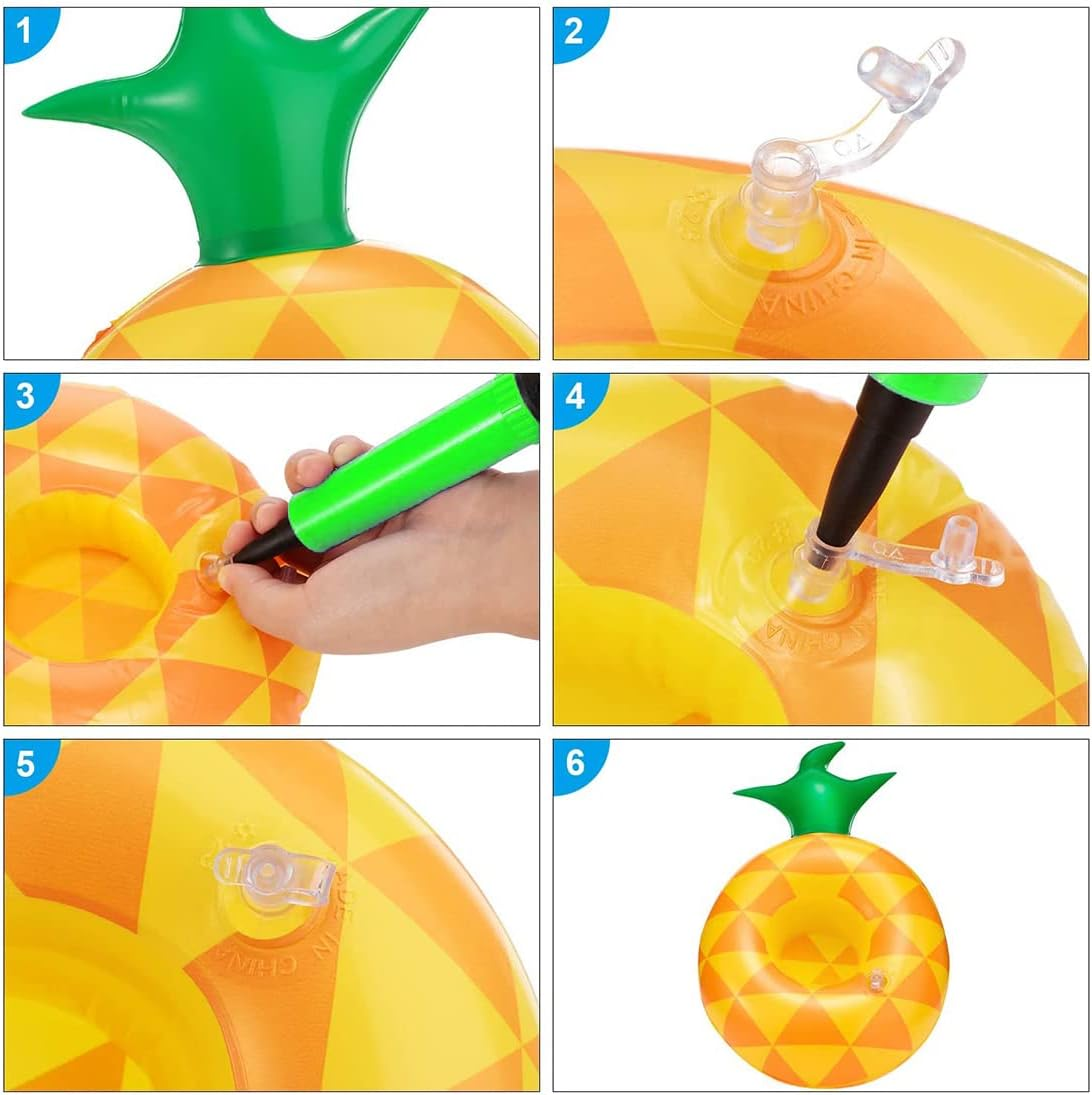 Inflatable Drinks Holder, Fyvadio 9 Pieces Pool Cup Holder Floats with Air Pump, Floating Drink Cup Bath Holder, Inflatable Cup Holder for Kids Family Pool Party image number 6