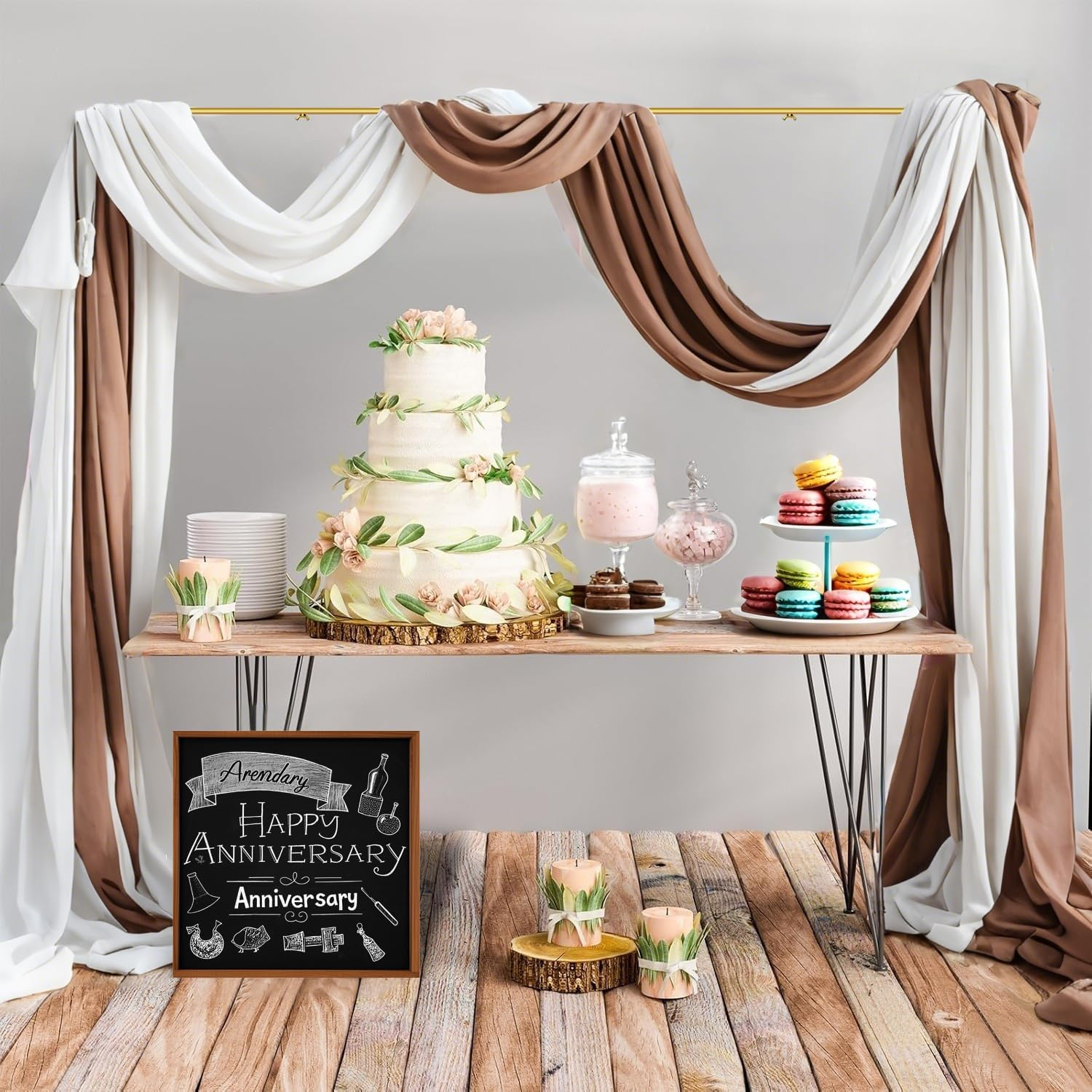 Springup over the Table Rod Stand with Clamps Adjustable 40-120 Cm Tall 55Cm-250 Cm Length Table Arch Hanging for Wedding Birthday Party Halloween Christmas Decoration (Gold) - White image number 3