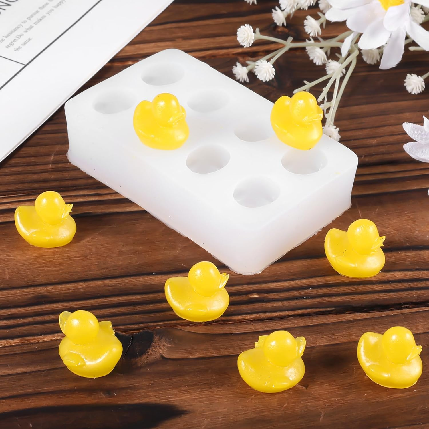 Silicone Duck Mold, 8-Cavity Mini Duck Fondant Mold 3D Chocolate Candy Mould for Epoxy Resin Soap Polymer Clay Cake Decor image number 2