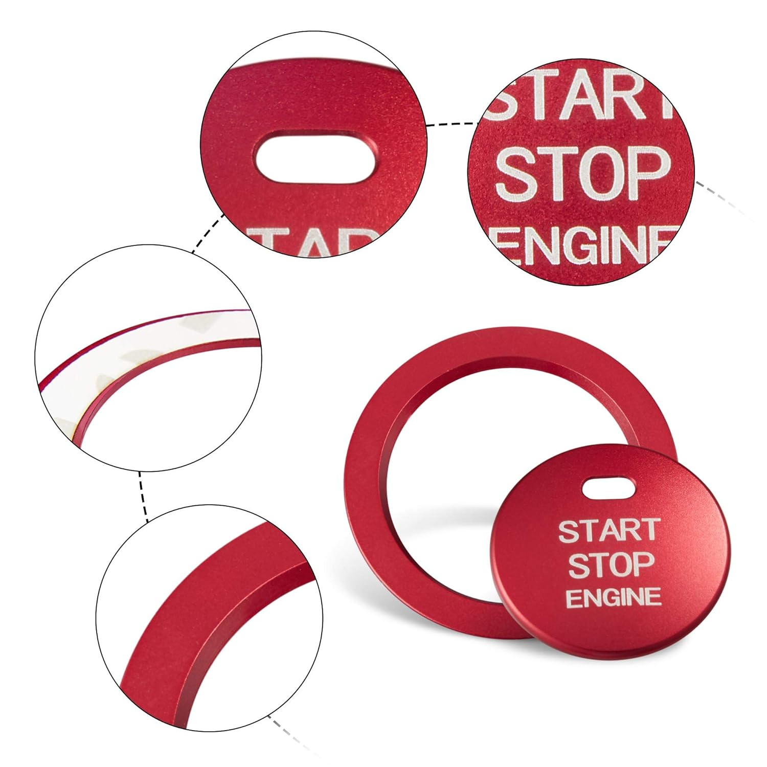 Aluminum Engine Start Stop Push Button Cover Trim Compatible with Subaru Forester Legacy Impreza Outback Ascent BRZ XV Car Engine Ignition Start Button Cap Surrounding Trim Ring image number 6