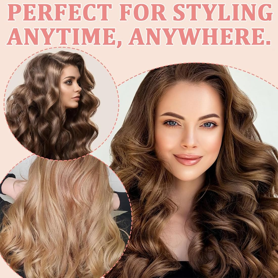 Set of 3 Heat-Free Hair Rollers, Brown, Curlers Overnight with Hooks, Heatless Curls Set, Soft Velvet, Curlers Heatless Curls for All Hair Types image number 3