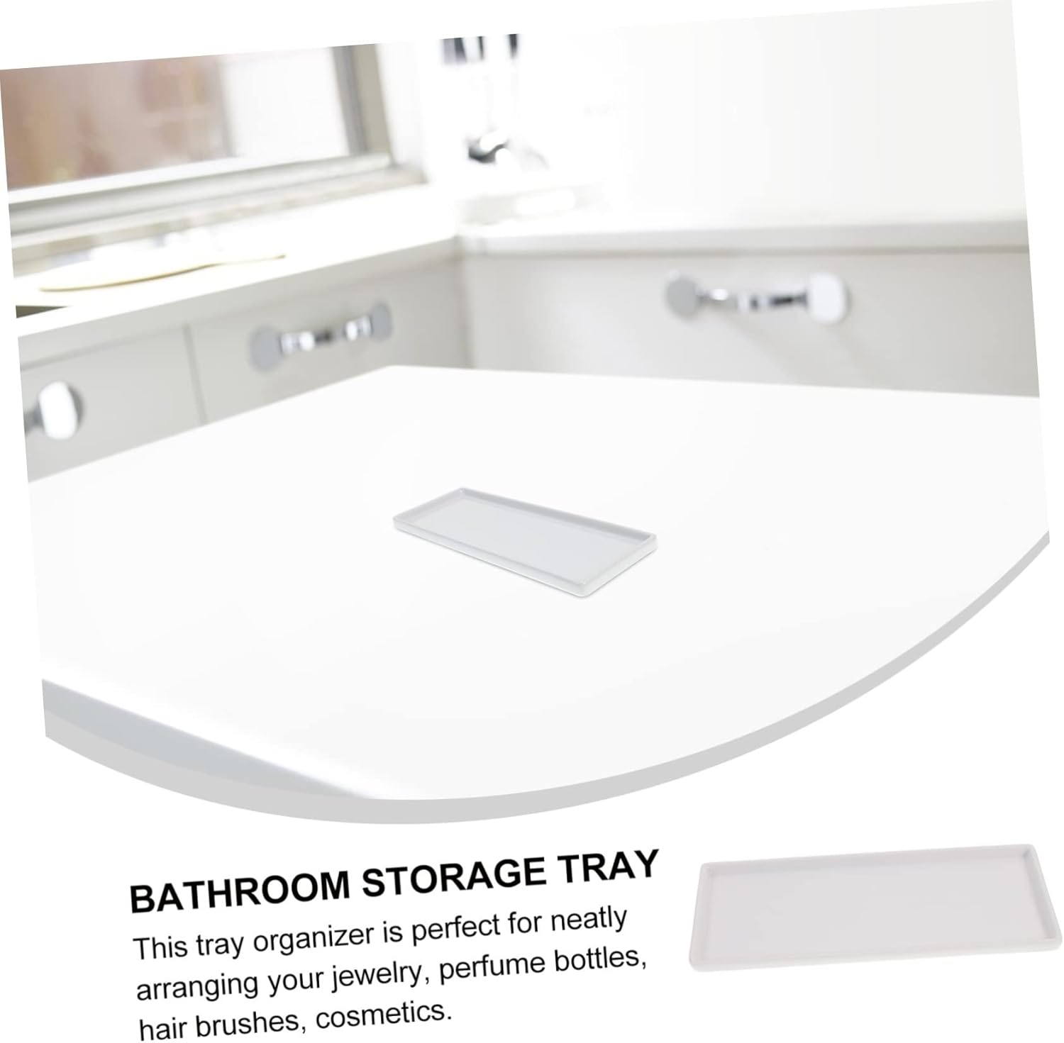 Operitacx Storage Large Rectangular Ceramic Tray Decorative Jewelry Organizer for Bathroom Home Hotel image number 6