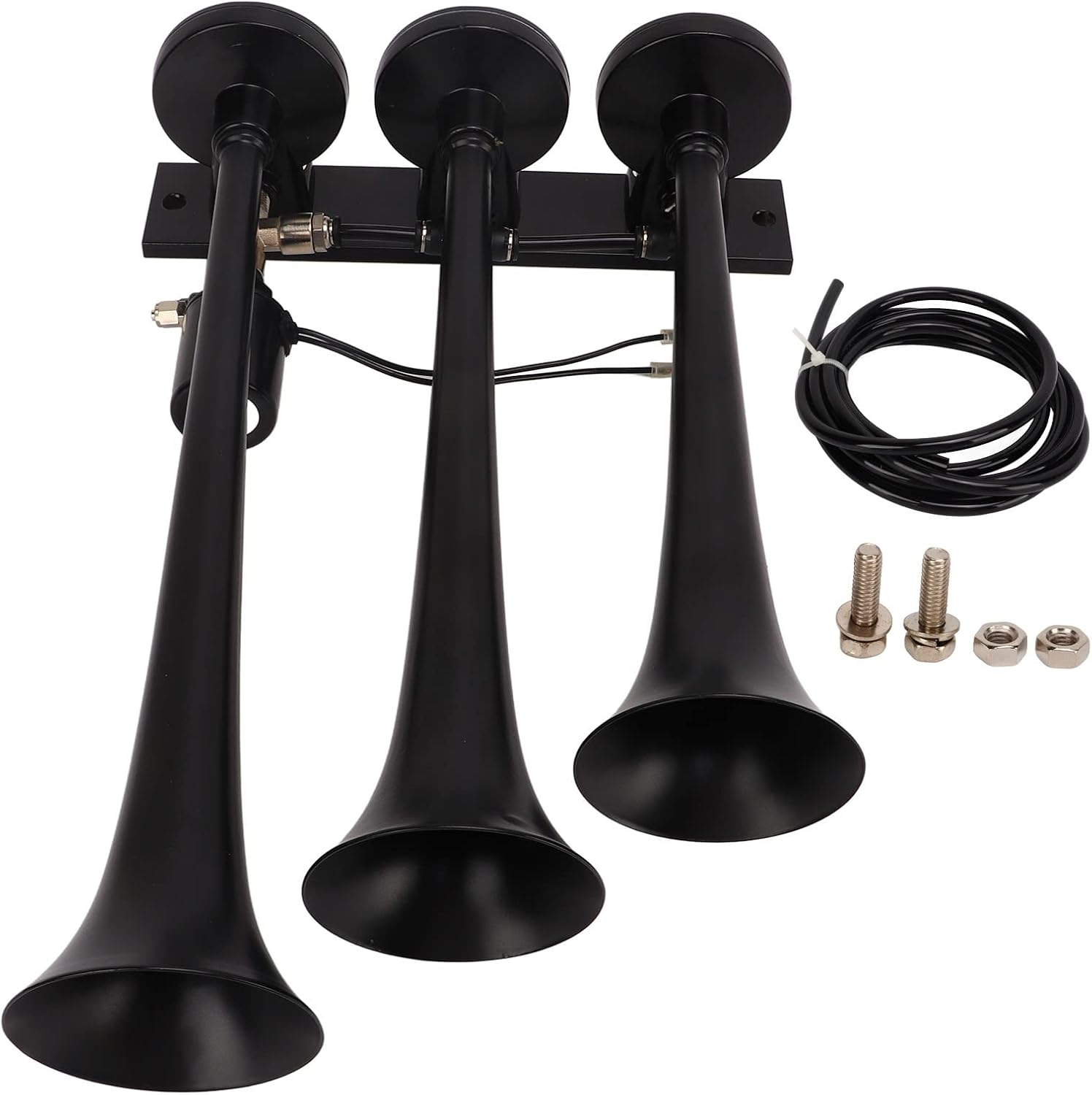 Car Air Horn, 135Db 3 Hole Air Horn DC 12V Loud Sound Trumpet Air Horn for Trucks Vans Boats Yachts Mine Car image number 4