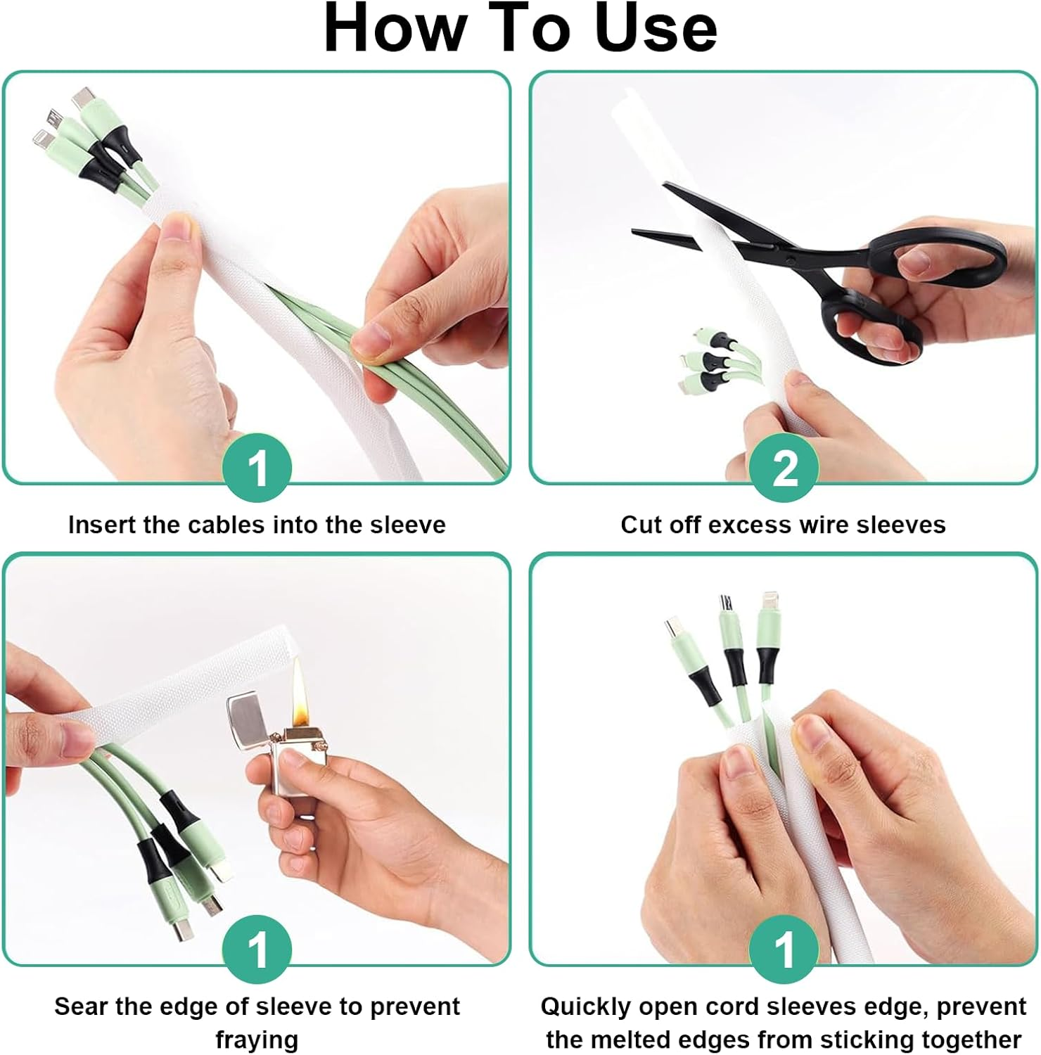 Pet Cord Protector, 6.6Ft (2M) - 1/2 Inch Expandable Braided Cable Sleeve, Chew Resistant Cord Cover for Dogs & Cats, Flexible Wire Loom for Home, Office, USB, Power & Audio Cables (White) image number 1