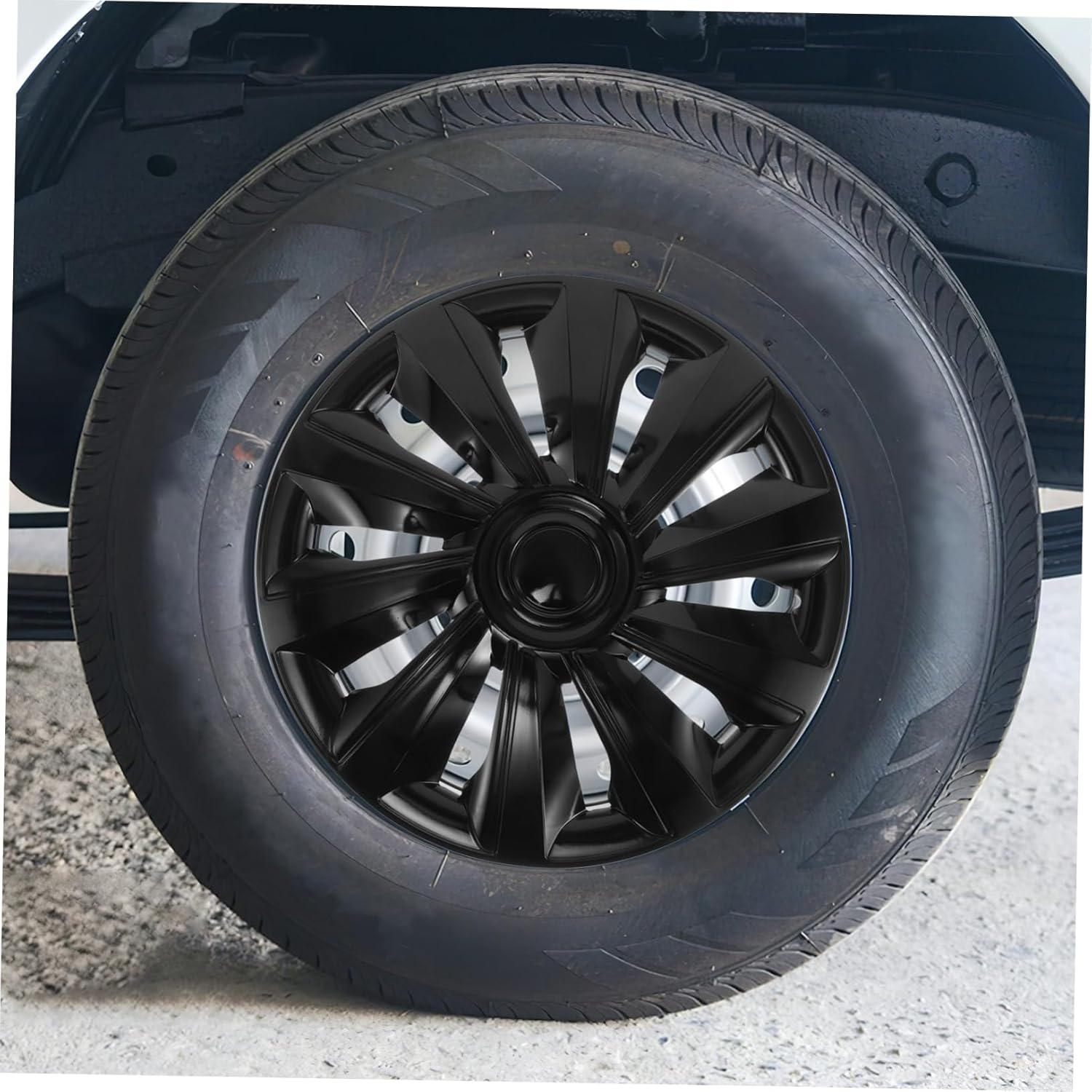 ASAKKURA Truck Wheel Hub Cover Black Hubcaps Universal Wheel Rim Cover for Car Exterior Accessories Sturdy Snap Design for SUV Auto Protection and Style image number 1