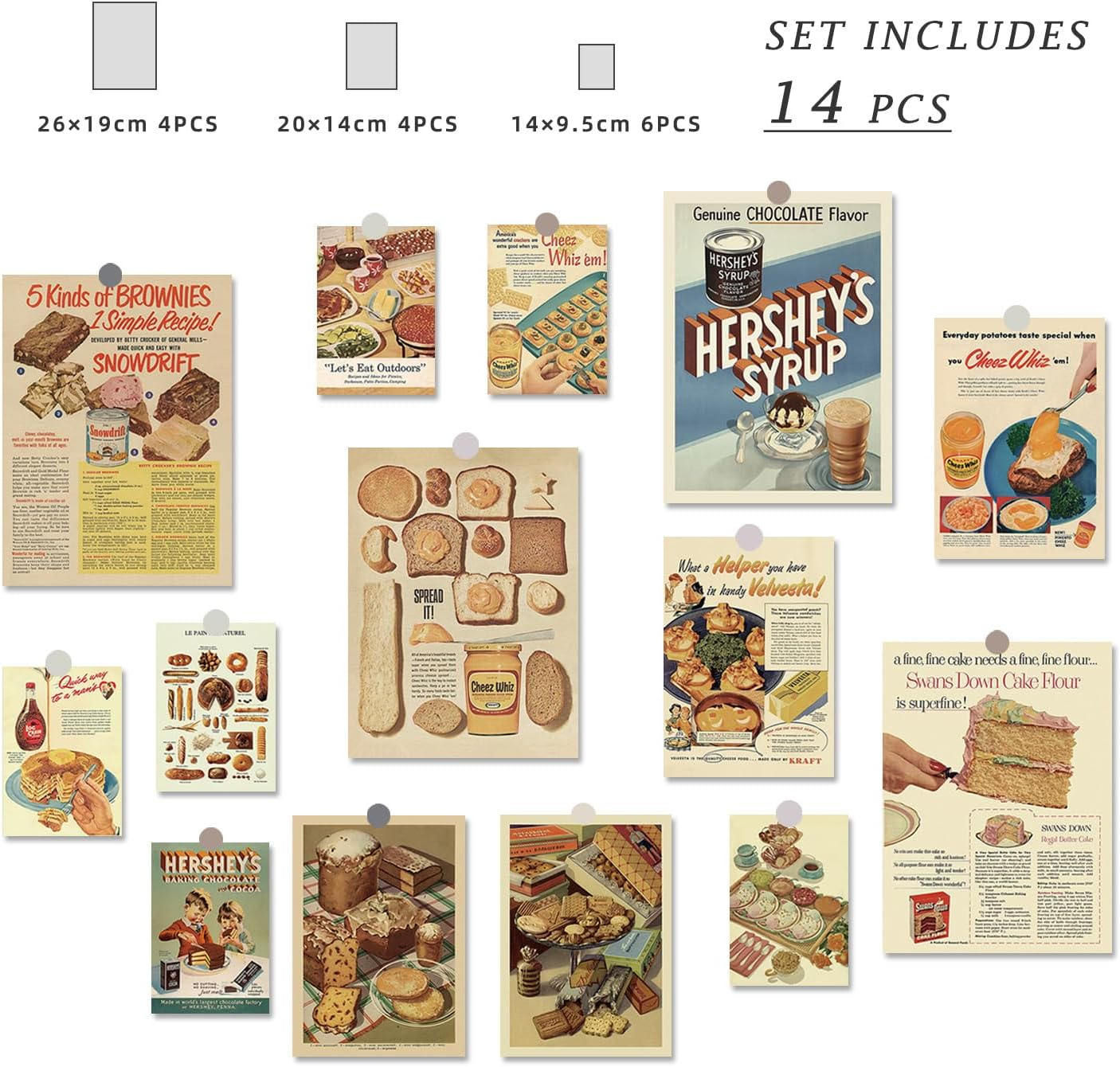Retro Advertising Artwork Posters for Dorm Wall Art Prints Collage, Paper Prints Unframed 14 Pcs Wall Poster Aesthetic Home Decor - Mixed Color image number 5