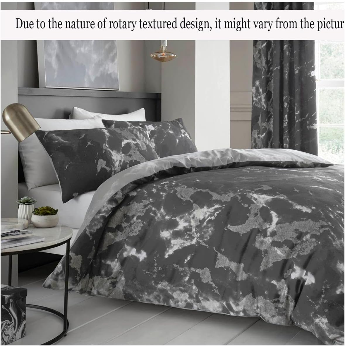 GAVENO CAVAILIA Luxury Marble Duvet Cover, Reversible Soft & Cosy Quilt Bedding Set, Bedroom Accessory, Black, Super-King, Polycotton image number 6