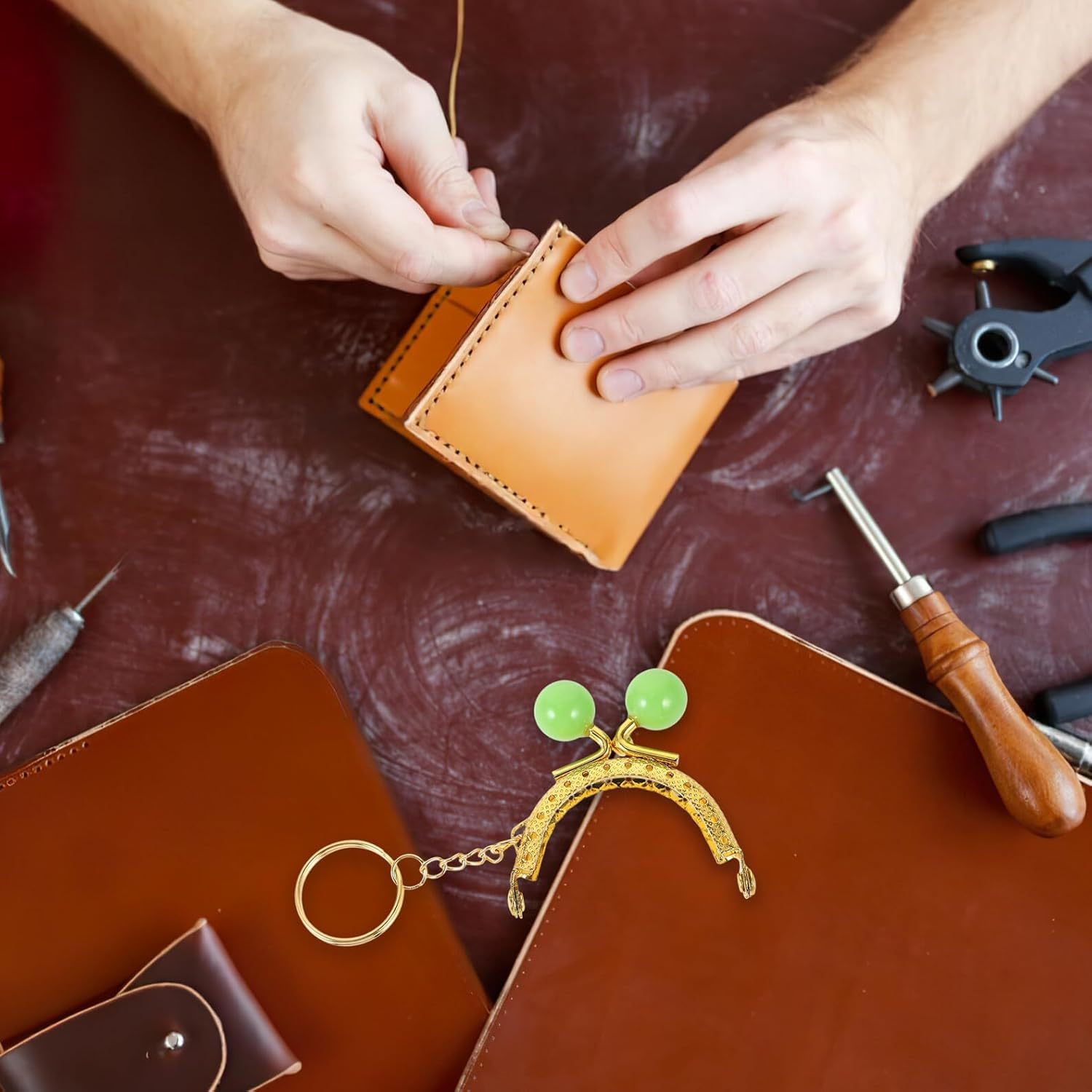 OSALADI 10Pcs Purse Clasp Frame Metal Keychain Wallet DIY Handbag Mechanism for Craft Projects and Keychain Accessories Random Color image number 3