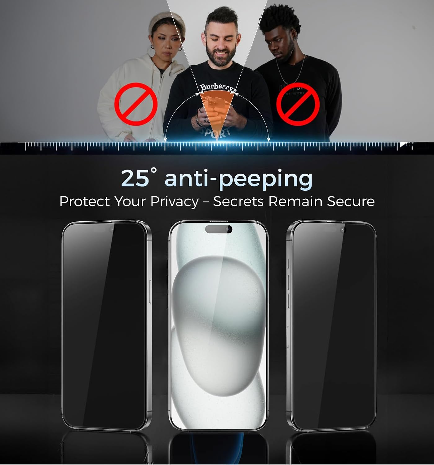 MAGIC JOHN 3Rd Gen Upgraded for Iphone 16 Privacy Screen Protector 6.1 Inch, 25&deg;Anti-Spy Screen, Shockproof Tempered Glass, Auto Dust-Removal, Bubble Free, Easy Installation, 2 Pack