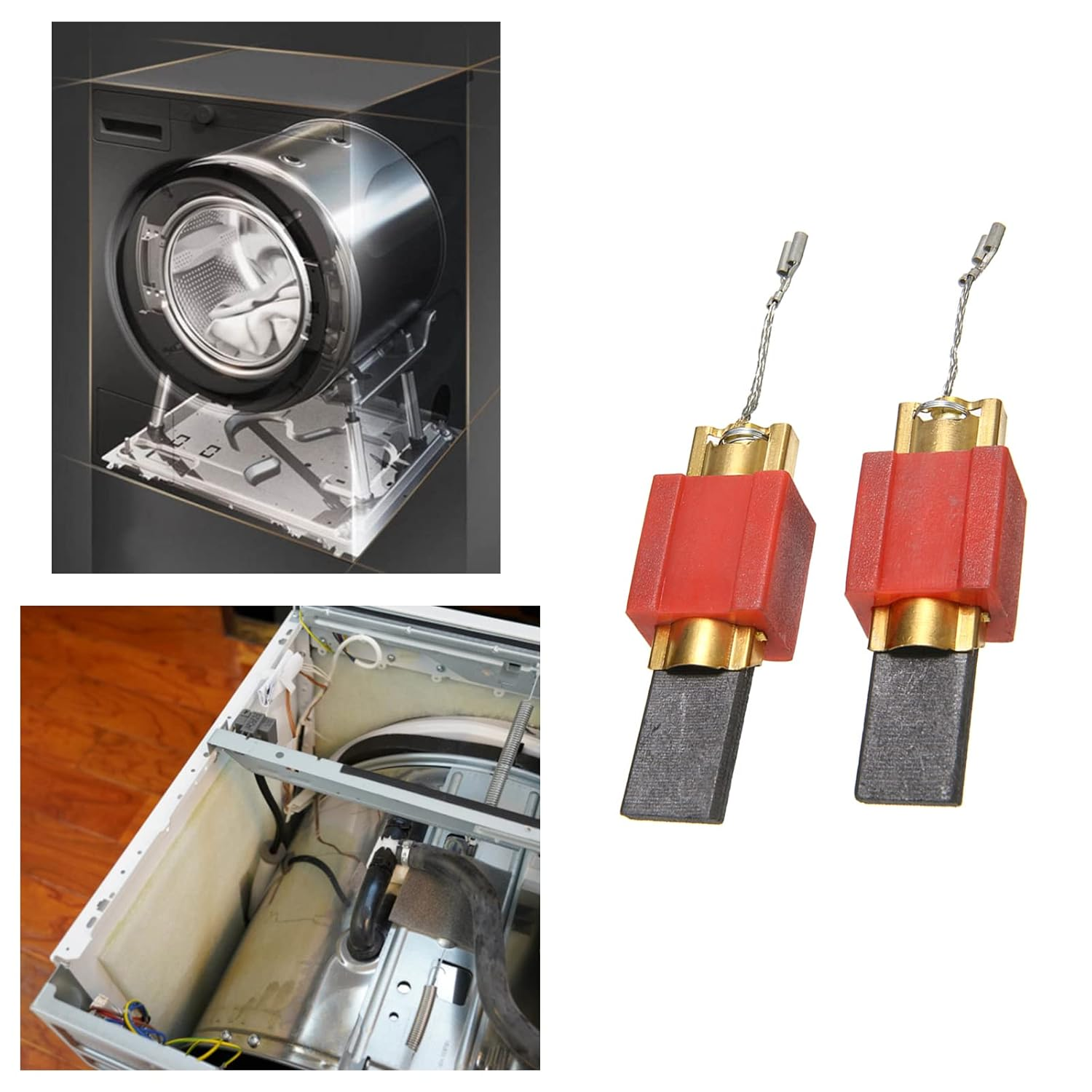 Pair of Carbon Brush Holder Compatible with Miele Washing Machine W700 W800 W900 Series Fit for 4297413 4297414 4297410 4297411 4297412 Set image number 1