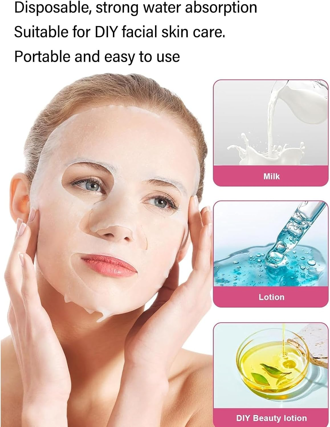 500Pcs Soft Compressed Face Masks, Portable Mild Absorbent Skincare Disposable DIY Mask Paper, Facial Mask Sheet with Good Breathability for Home Travel image number 5