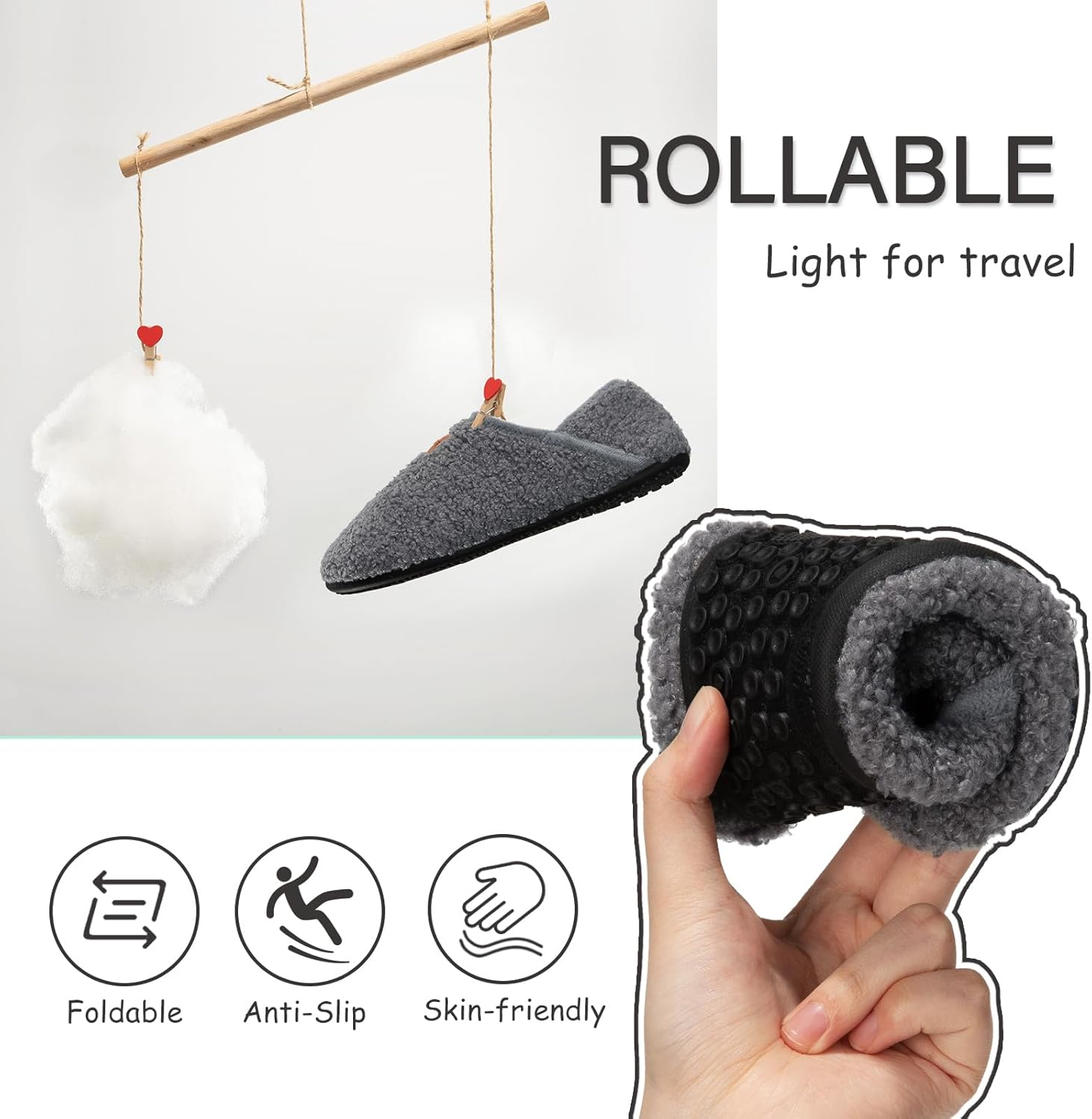 ATHMILE Slippers for Women Men House Slippers Slip on Barefoot Shoes Slipper Socks Slippers for Indoor Bedroom Yoga Outdoor Dark Grey image number 6