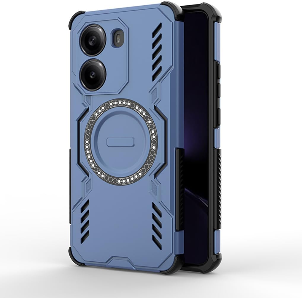 SEAHAI Case for Xiaomi Poco X7 Pro 5G with Magnetic Adsorption Function, Military Shockproof Case, Ultra Thin Hard PC Protective Case, Silicone TPU Bumper Mobile Phone Case, Blue