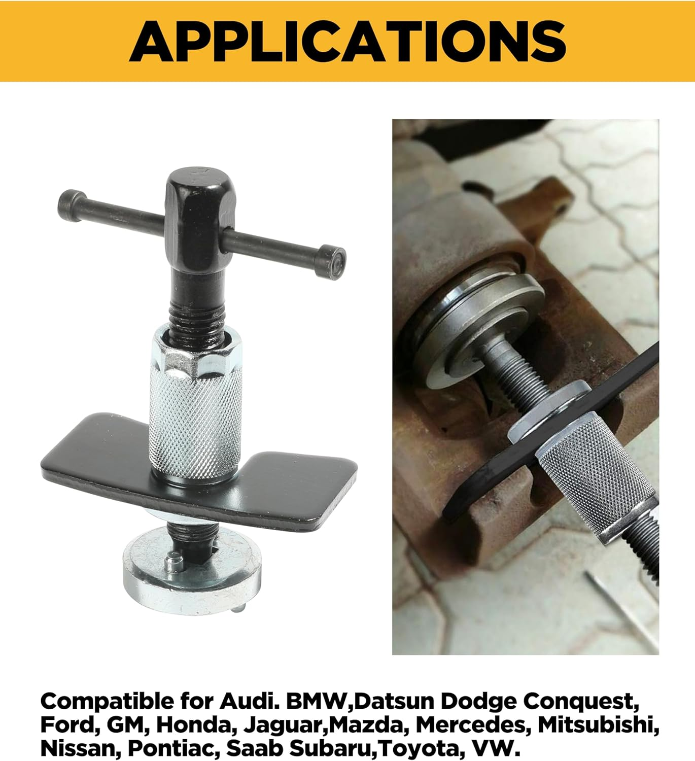 SUJADE YAKEFLY Brake Caliper Piston Rewind Tool, Brake Piston Wind Back Tool,Car Rear Brake Pad Wind Back Tool,Right Handle Set Brake Caliper Wind Back Tool for for Replacement of Rear Brake Pad image number 5