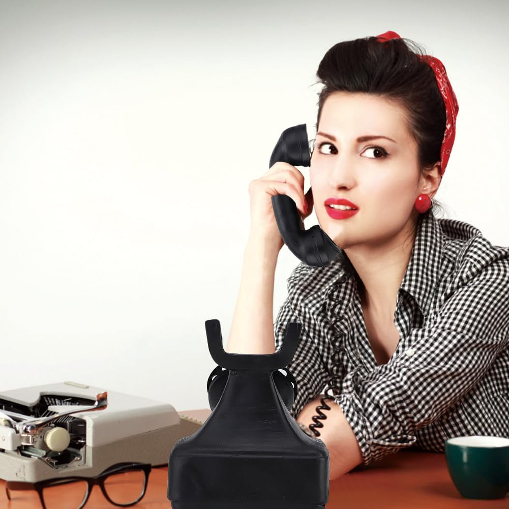 &lrm;Joyzan 14Cm Corded Old Fashion Phone, Traditional Landline Retro Telephone Vintage Classic Analog Desk Large Button Mechanical Antique Style Dial Push Rotary Look Phones for Home Office Decor, Black image number 6