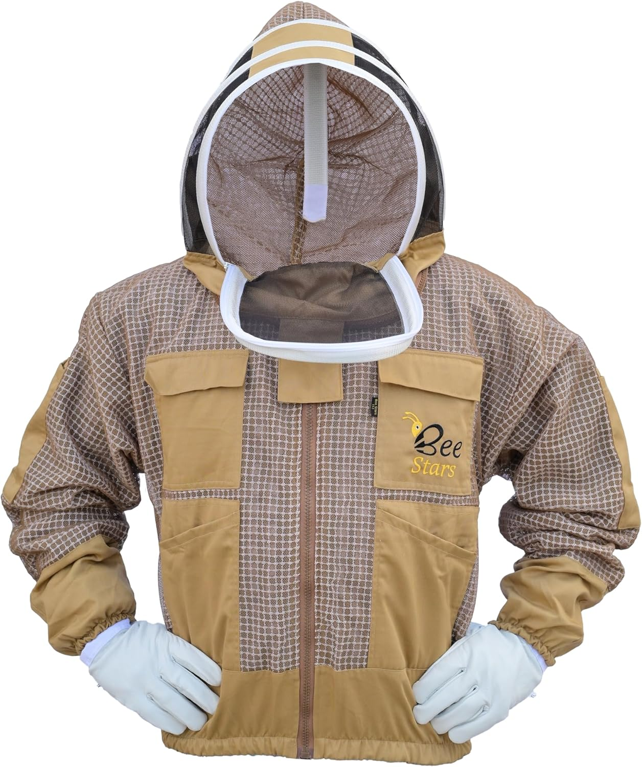 3 Layer Bee Jacket with Fencing Veil and One Pair Gloves Ventilated Sting Proof Beekeeping Jacket for Beekeepers image number 2