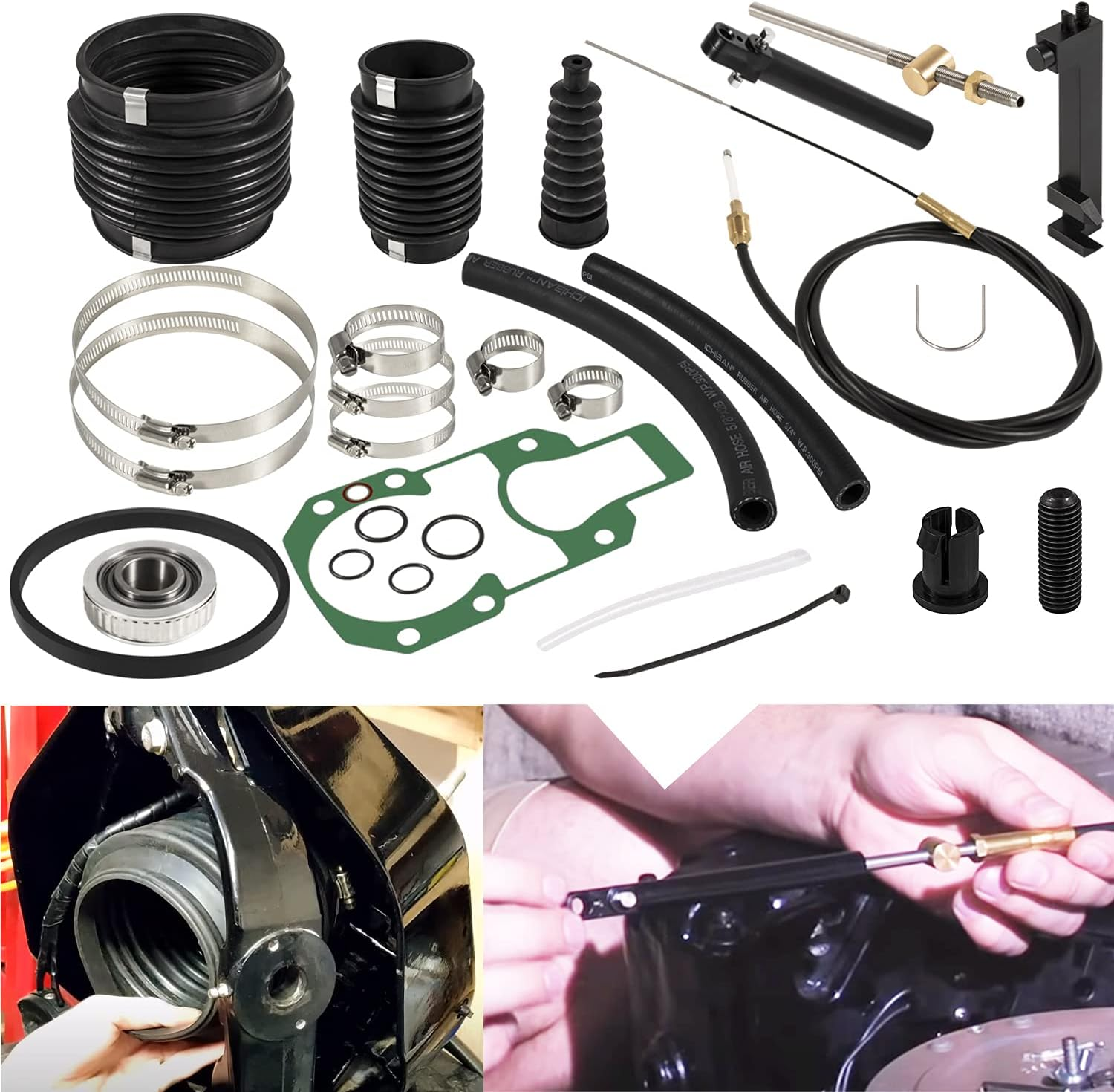 Transom Seal Repair Kit with Lower Shift Cable Replacement Kit 30-803097T1,865436A02 for Mercruiser R, MR, Alpha One Gen 1 1983-1990 Sterndrives. image number 3
