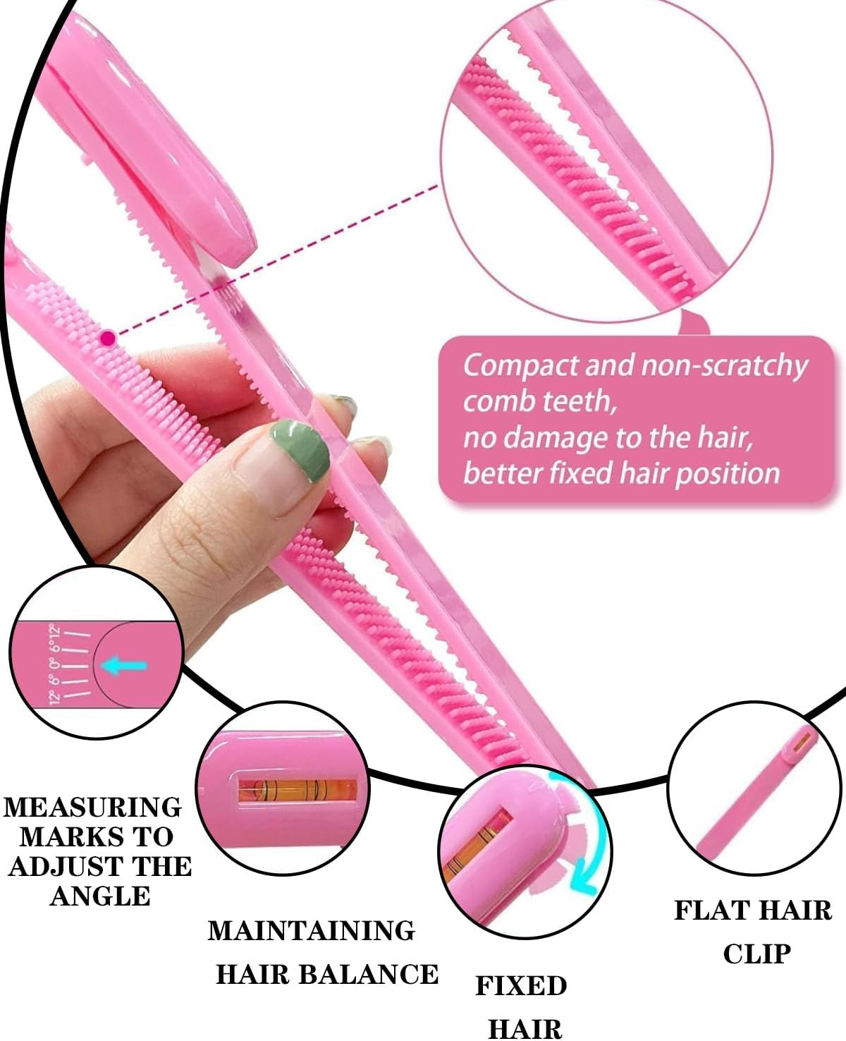 KGDUYC Pack of 2 Hair Cutting Aid, Hair Cutting Tool Clip, DIY Hair Cutting Tool, Easy Haircut, Professional Hair Cutting Tool Set, Salon Hairdresser Styling Ruler image number 5