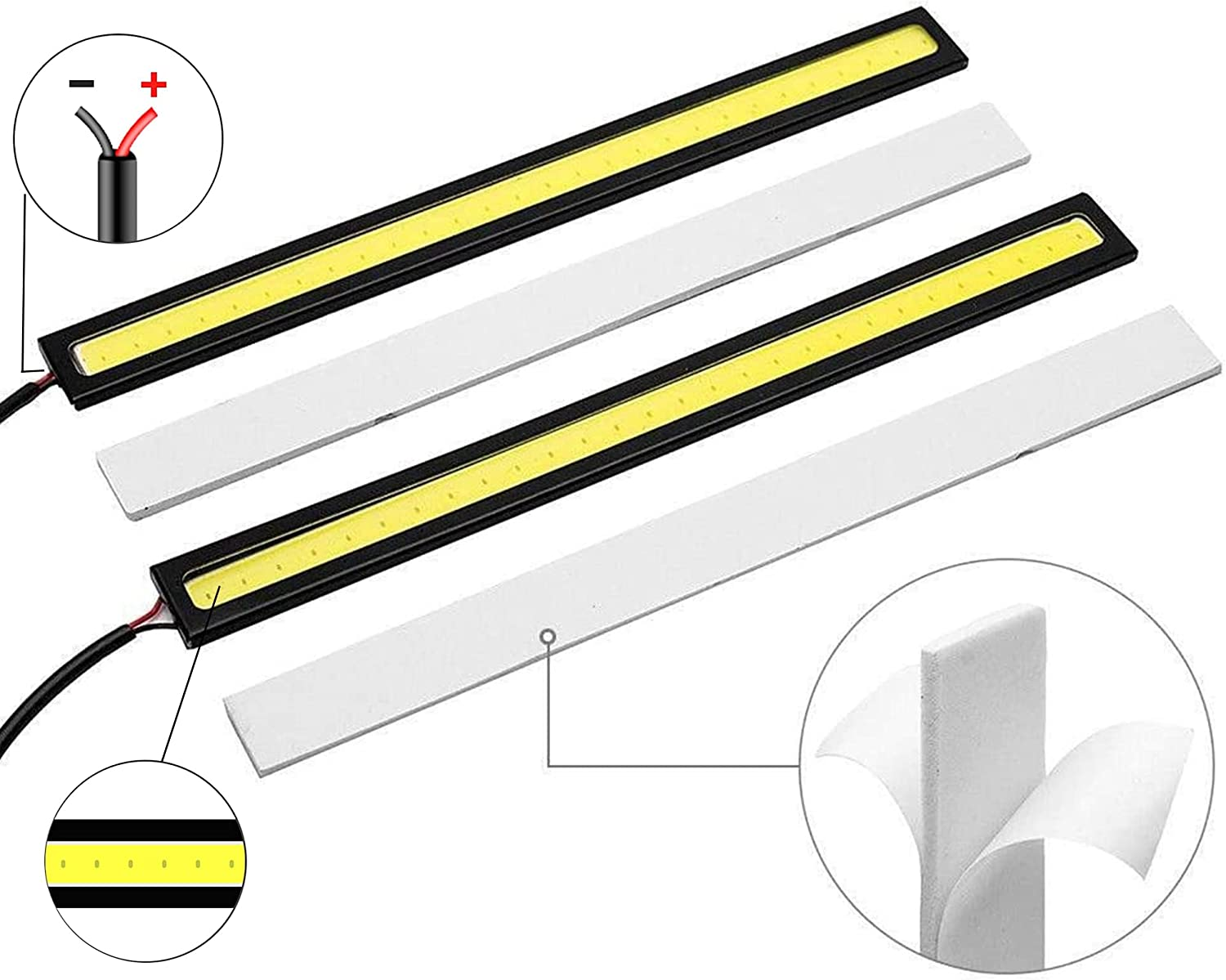 4PCS Daytime Running Light DRL Car LED Light Strip Waterproof COB Lights Truck Boat Bike Universal 17CM 12V Driving Lighting(White) image number 2