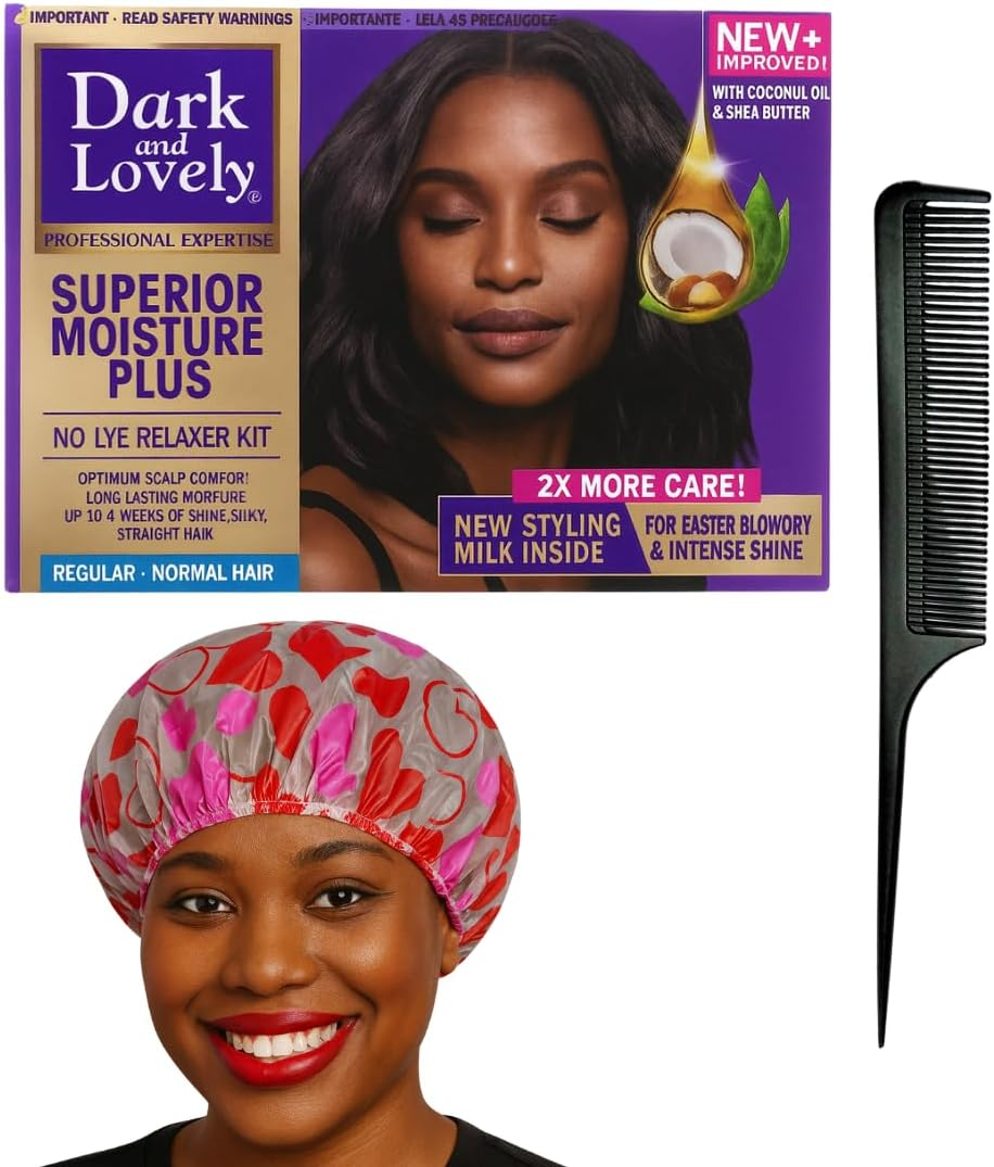 Kamakah Hair Relaxer Box Set - Comes with Comb and Shower Cap Suitable for Dark and Lovely Hair Relaxer Normal Hair | Achieve Gorgeous, Silky Hair at Home