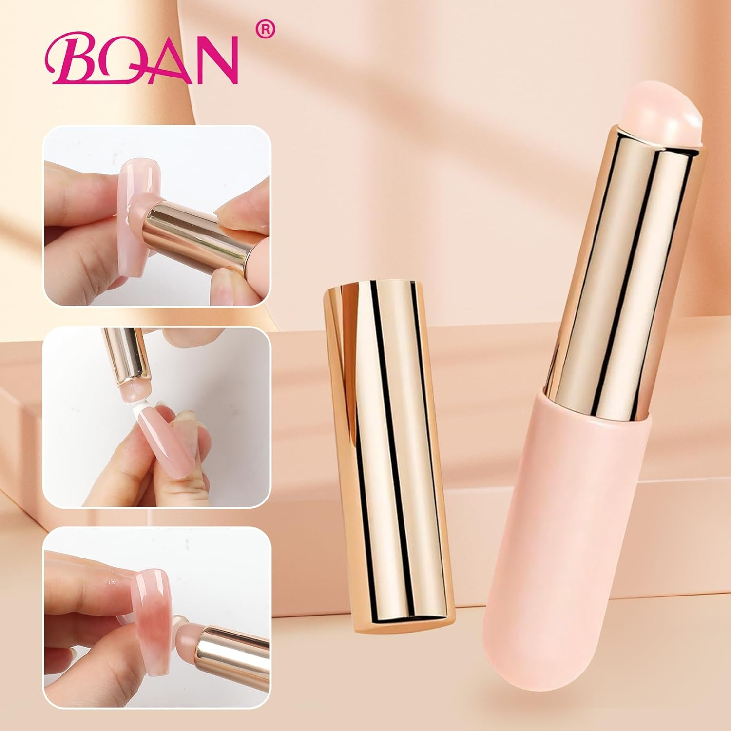 BQAN Nail Art Stamp Pen, Silicone Nail Art Tools for French, Ombre, Chrome Nail Design, Nail Stamping Manicure Tool 3Pcs image number 5