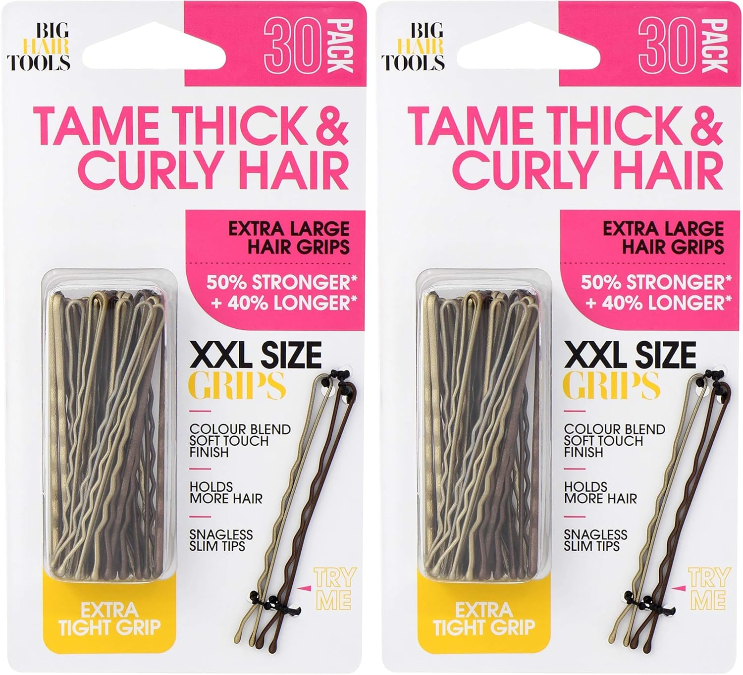 Big Hair Hair Grips, Xx-Large - Brown + Blonde (Pack of 2)