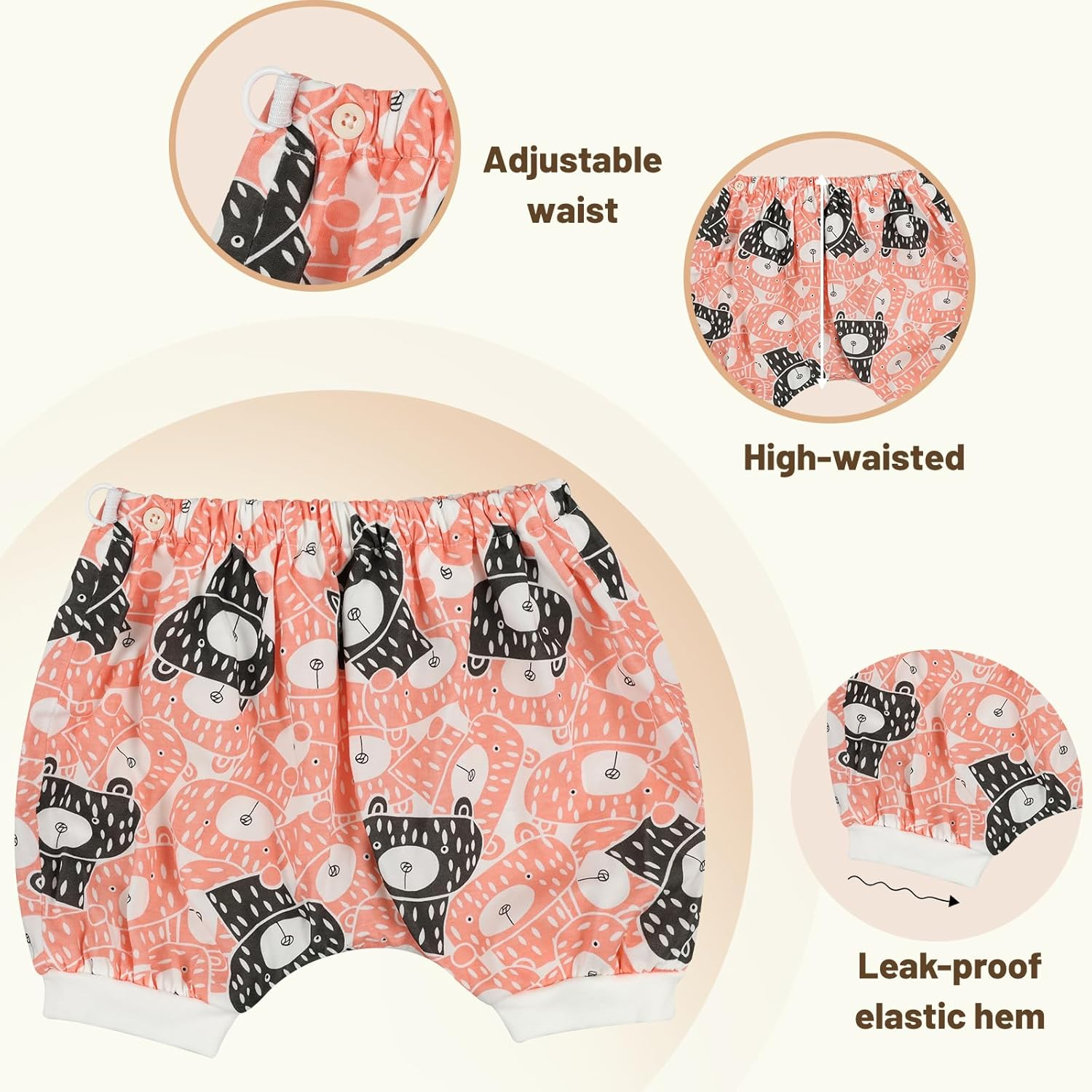 Moomoo Baby Bedwetting Short Pants Diaper Pants for Summer 2 Packs Absorbent Potty Training Pants for Boys and Girls image number 5