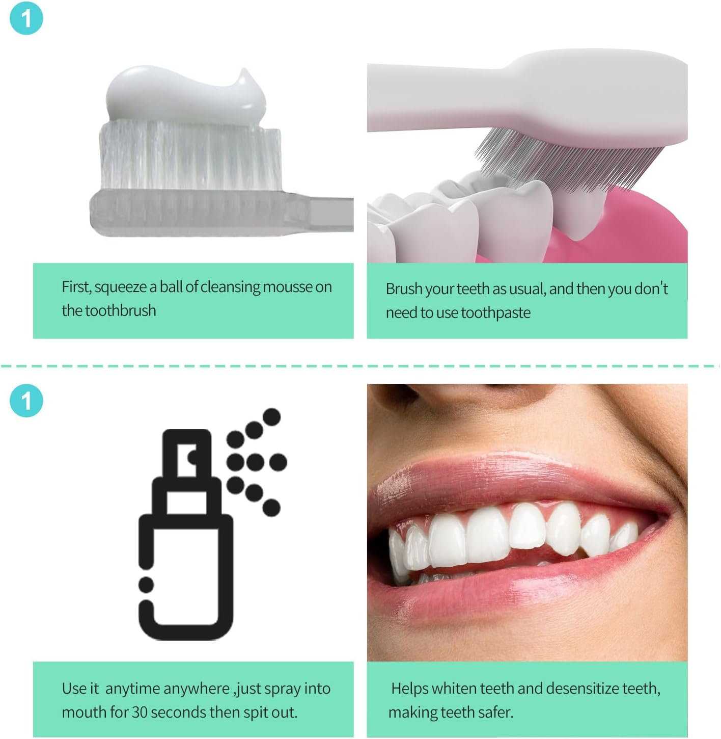 Teeth Whitening Mousse, 50Ml, Dense Foam Cleanser with Fresh Breath Protection, All-In-One Oral Care image number 6